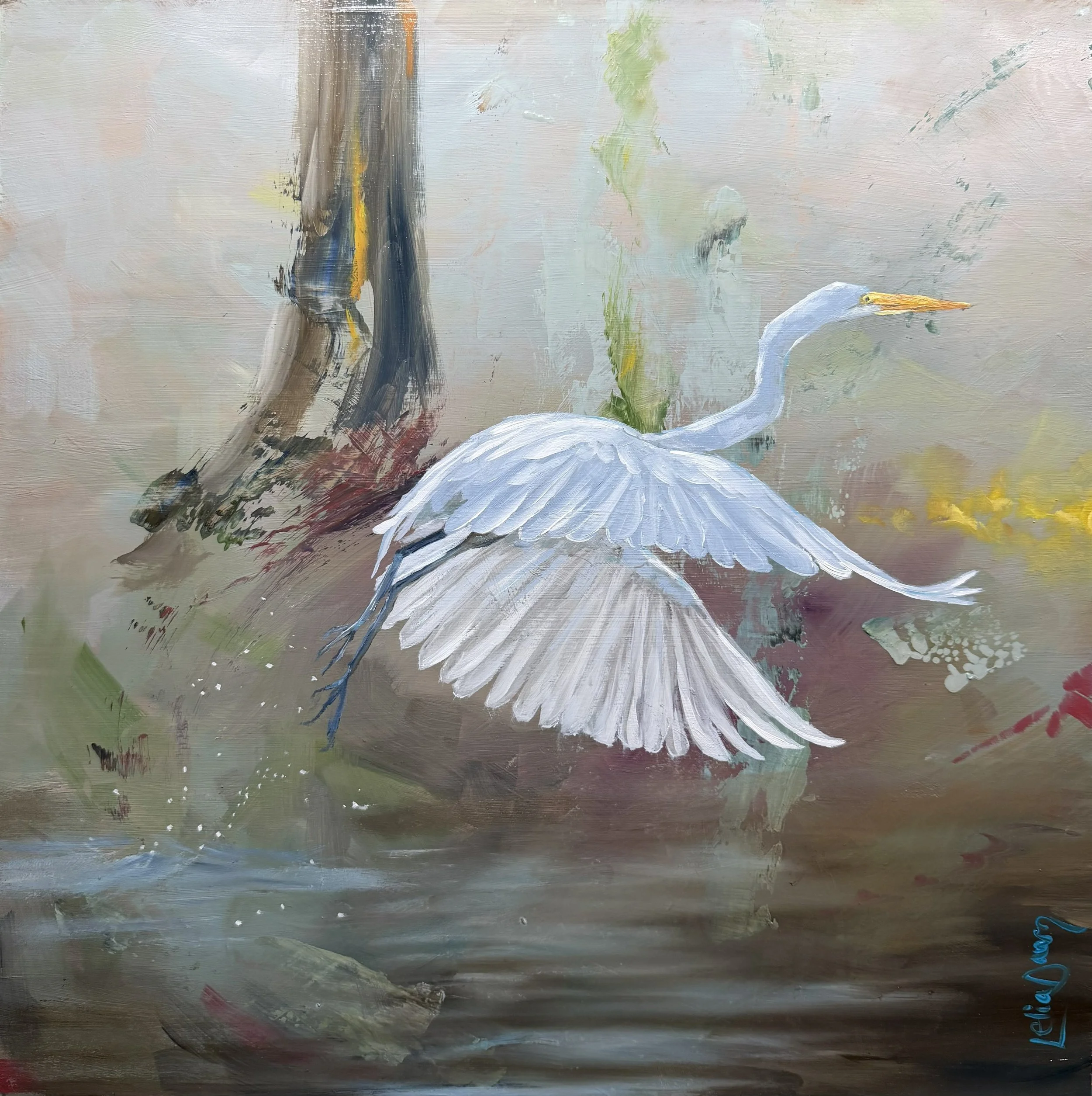 Egret in Abstract