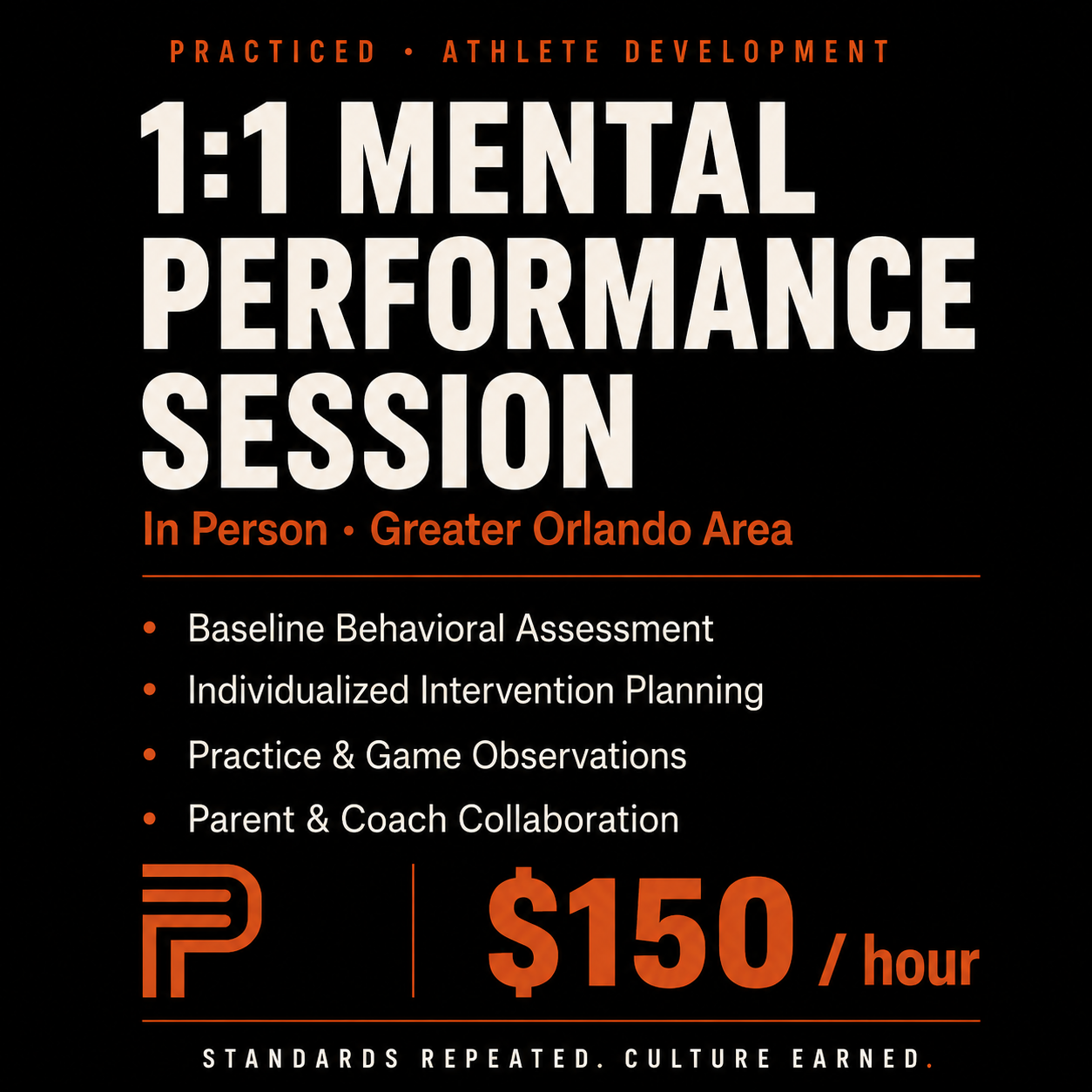 1:1 Mental Performance Session — In-Person
