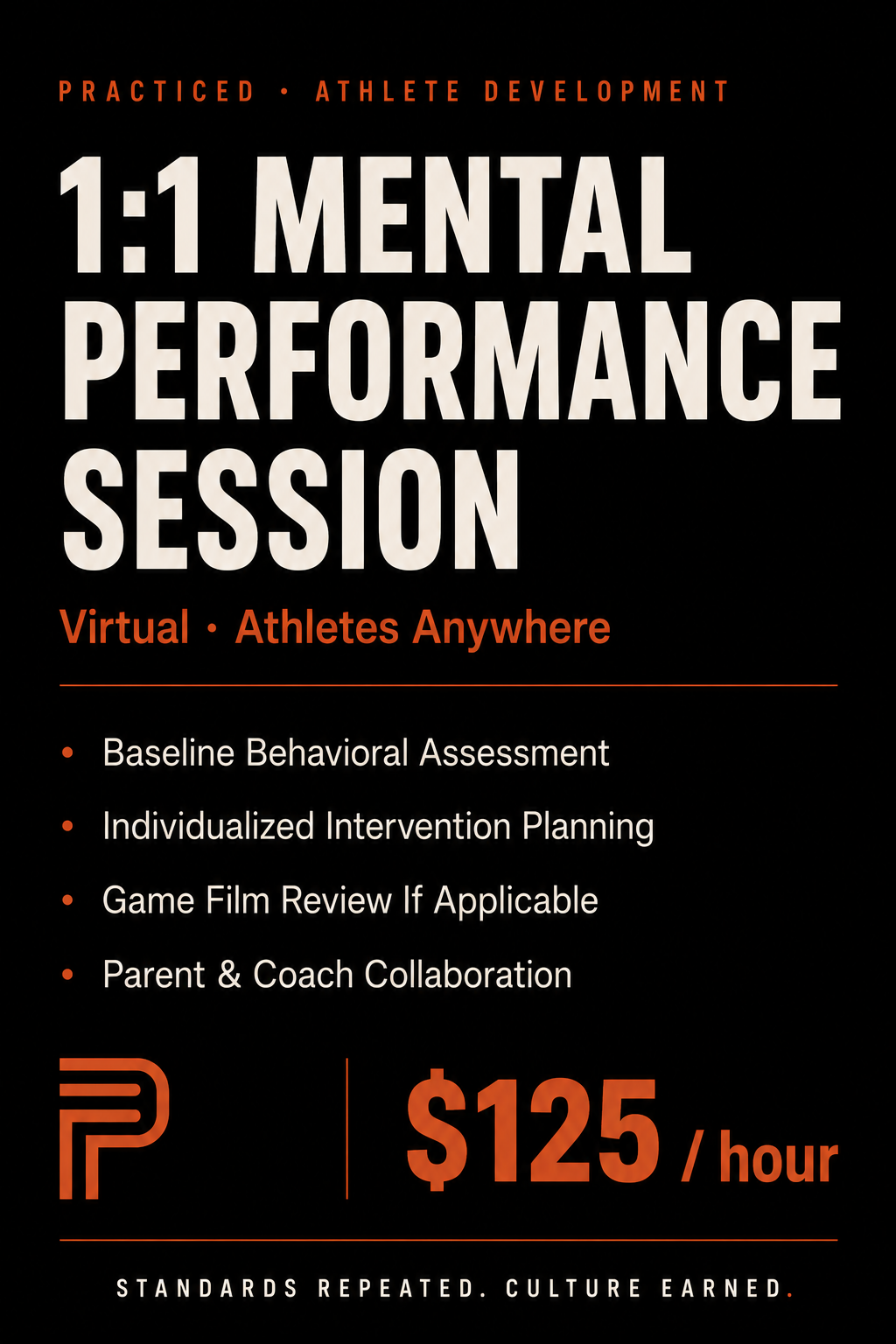1:1 Mental Performance Session — Virtual
