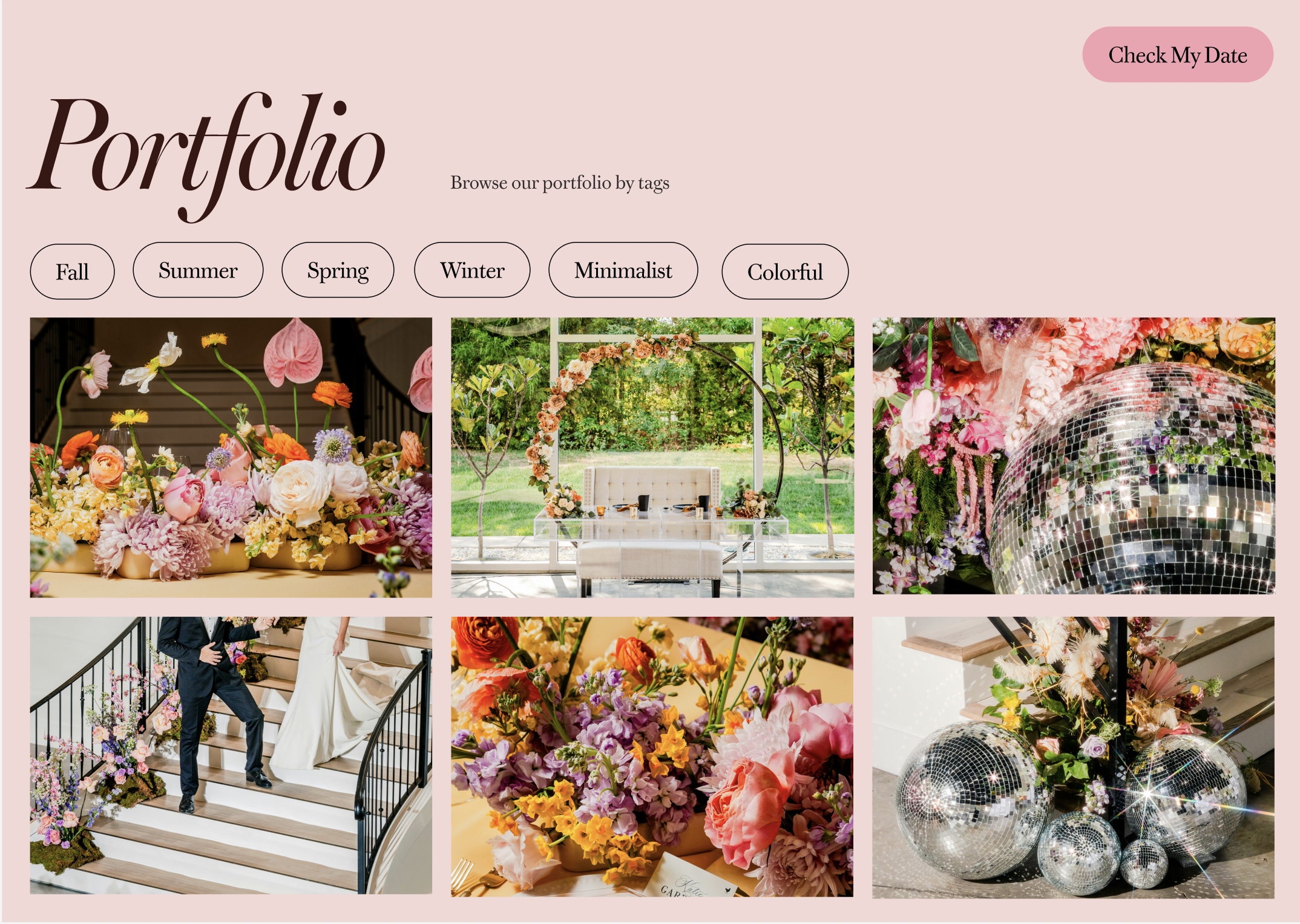Marble & Meadow Home Page: Portfolio Section