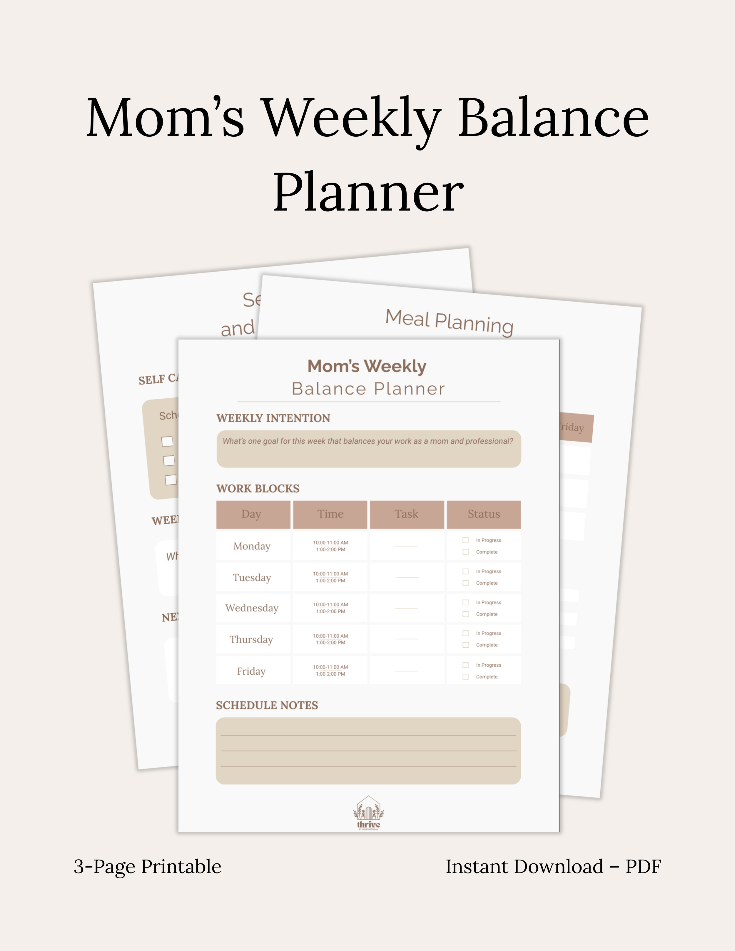 Mom’s Weekly Balance Planner