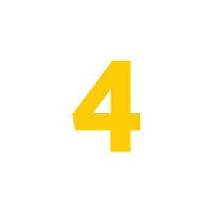 Number 4 inside a yellow font on a white circle with a black background.