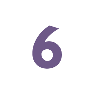 A large purple number 6 on a plain white background.