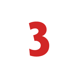 Red number 3 on a white background.