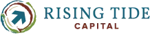 Logo of Rising Tide Capital with a stylized globe and text.
