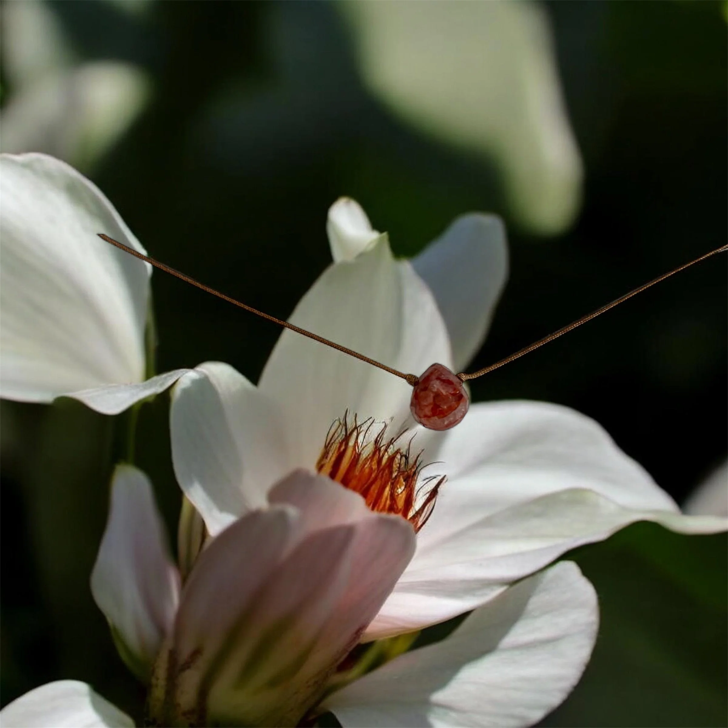 Aparigraha Necklace – Red Hematoid Quartz Yoga Intention Jewelry