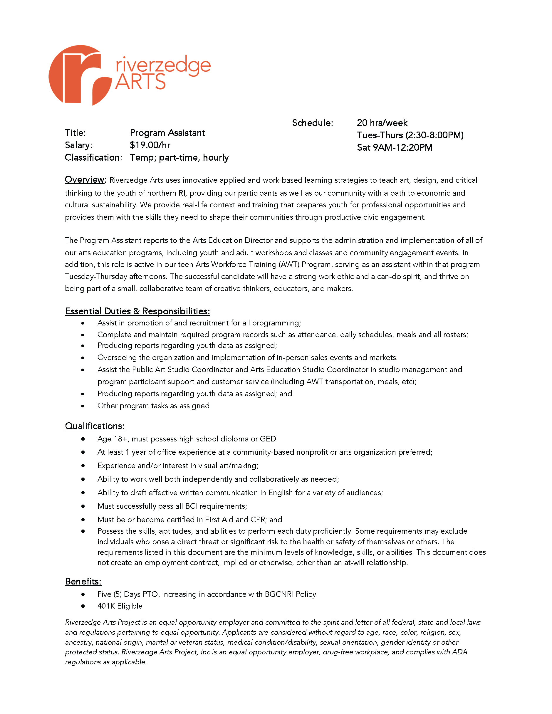 We’re hiring a Program Assistant!