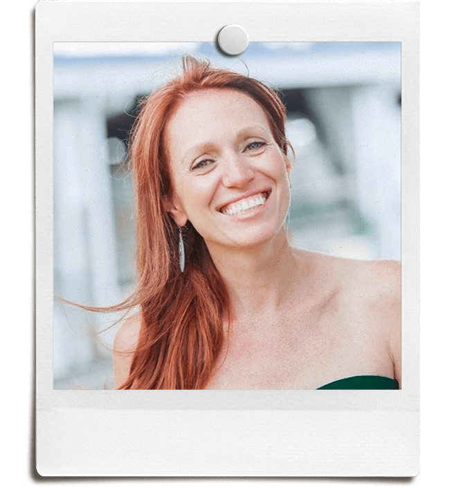 a polaroid photo of classroom management strategist, Yelena Johnson, seen smiling