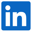 LinkedIn logo with blue background and white text