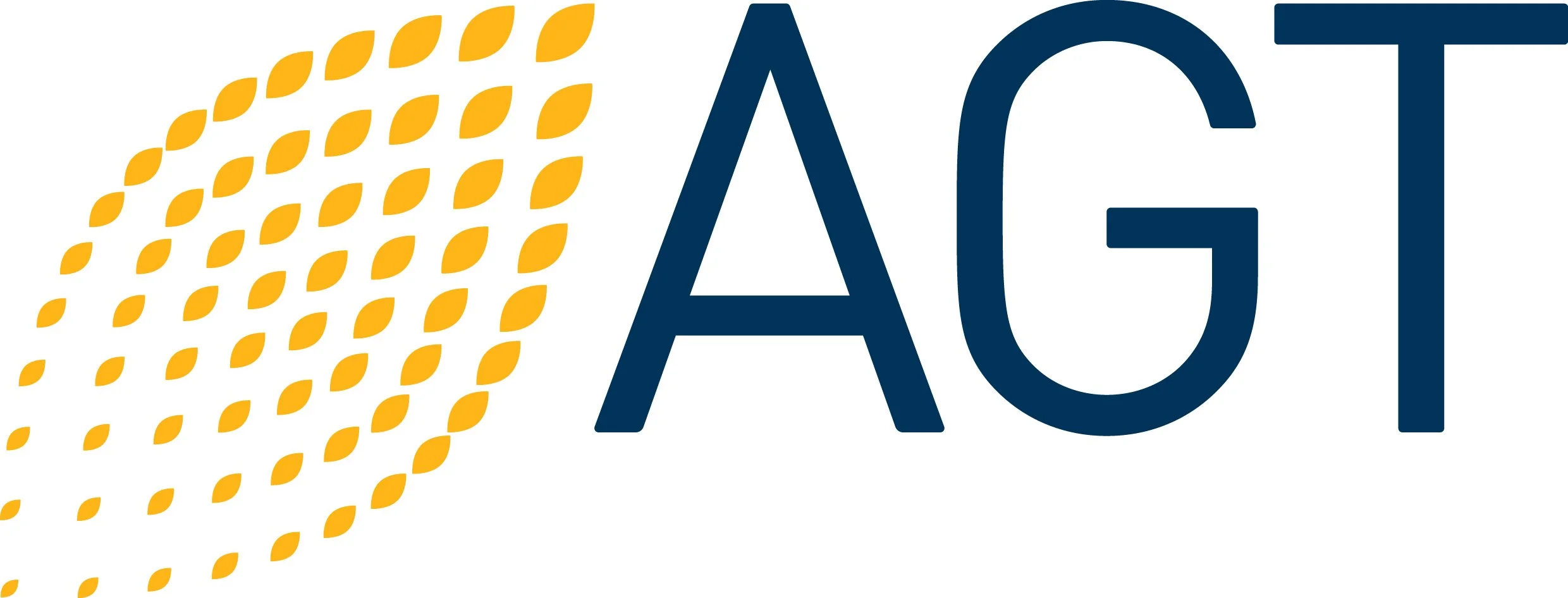 A logo with the text 'AAGT' in large navy blue letters next to a pattern of yellow diamond shapes.