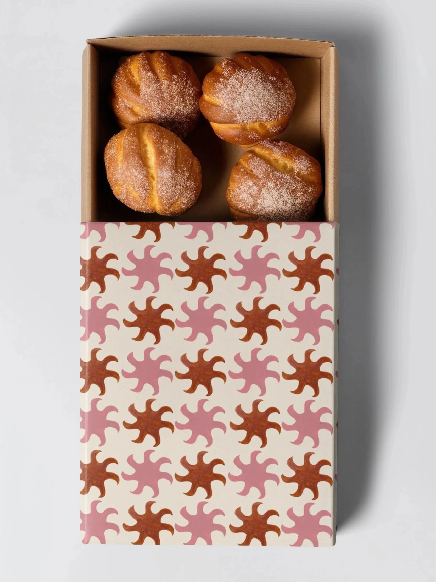 Hand-drawn abstract sun pattern applied