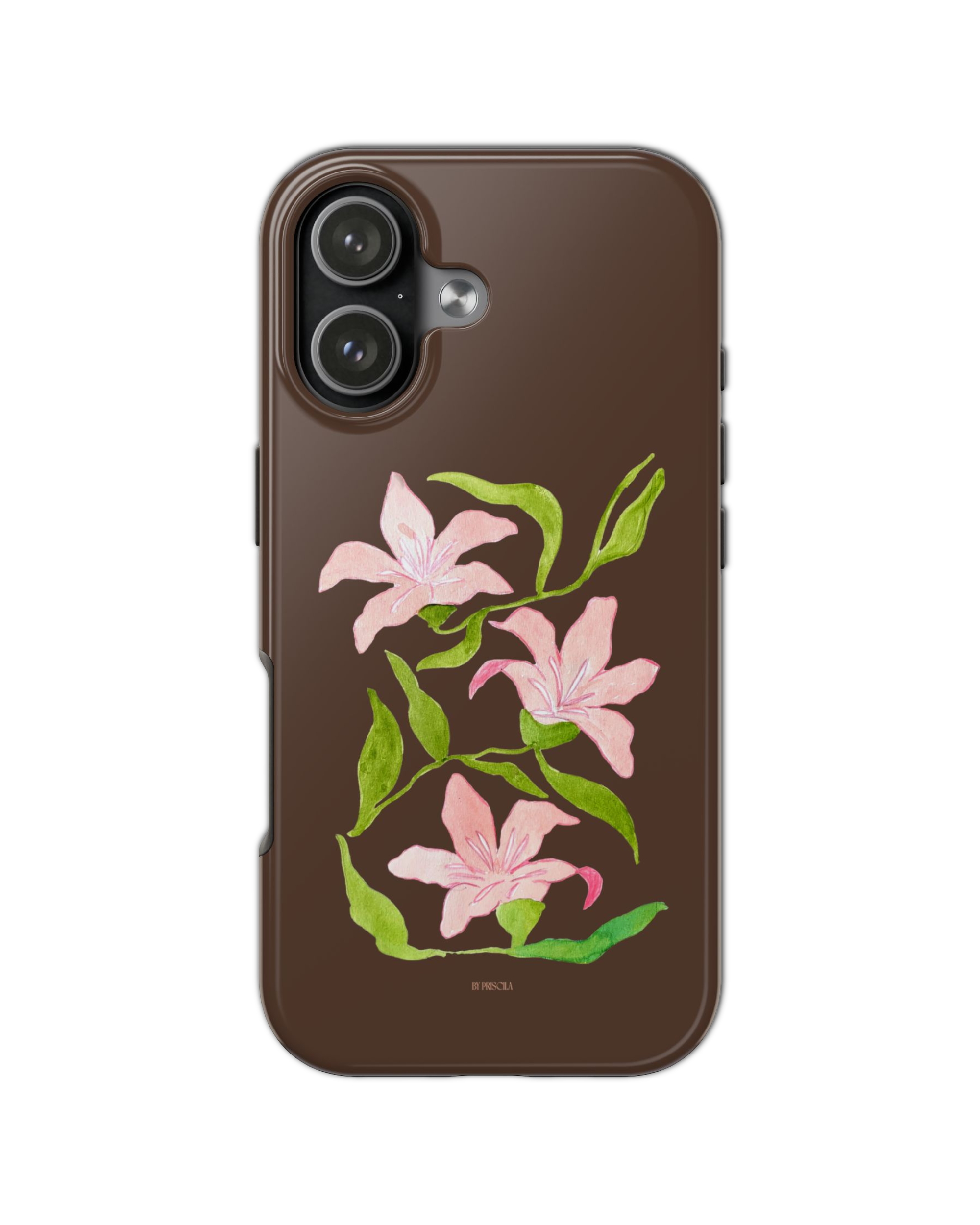 Hand Drawn Pink Lily Floral Phone Case | Tough Phone Cases