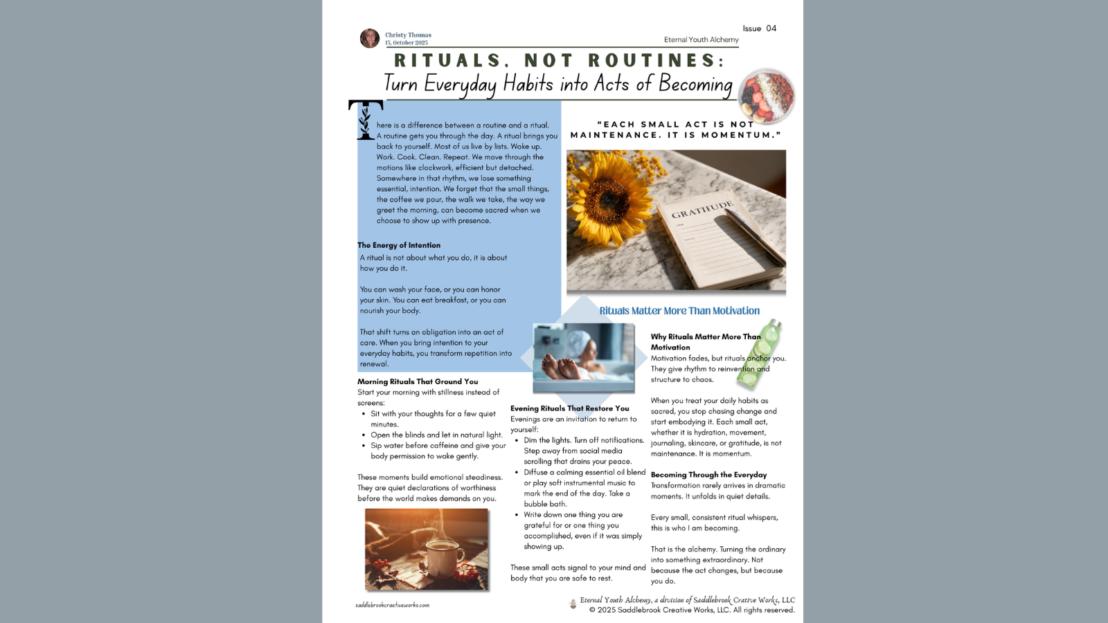 Rituals, Not Routine: Turning Everyday Habits into Acts of Becoming