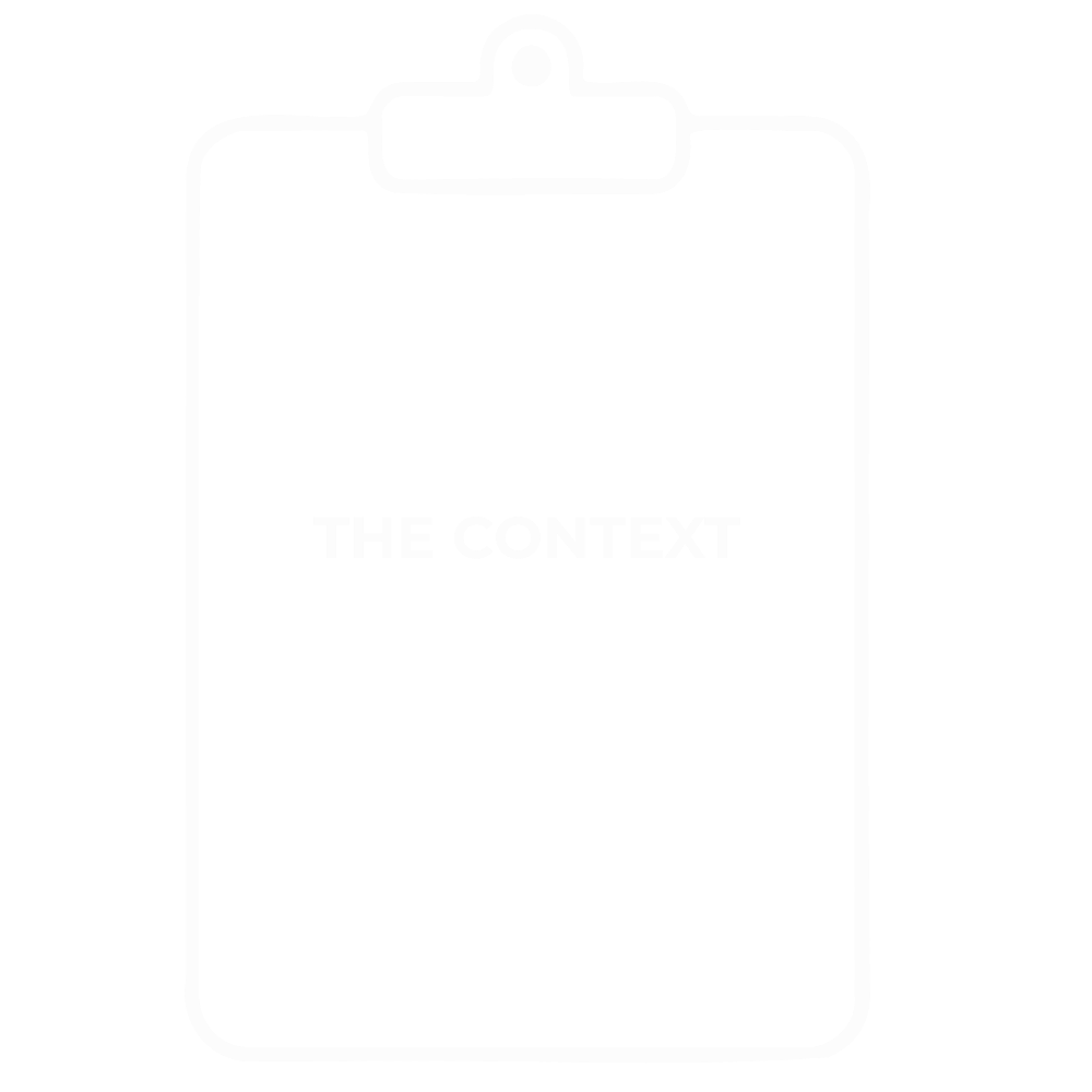 Outline of a clipboard with the words 'The Context' in the center.