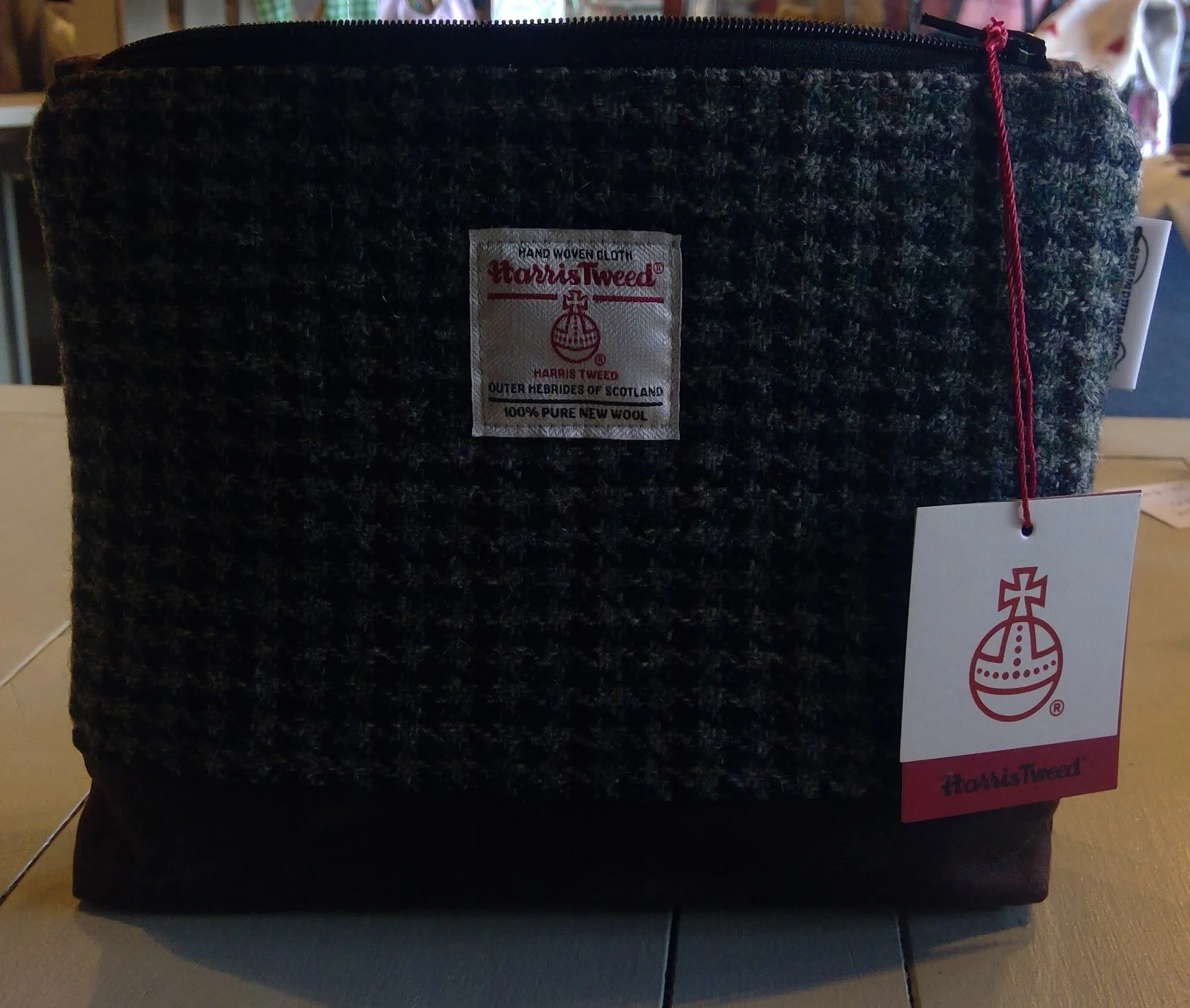 Large Harris Tweed® pouch in vintage dogtooth cloth