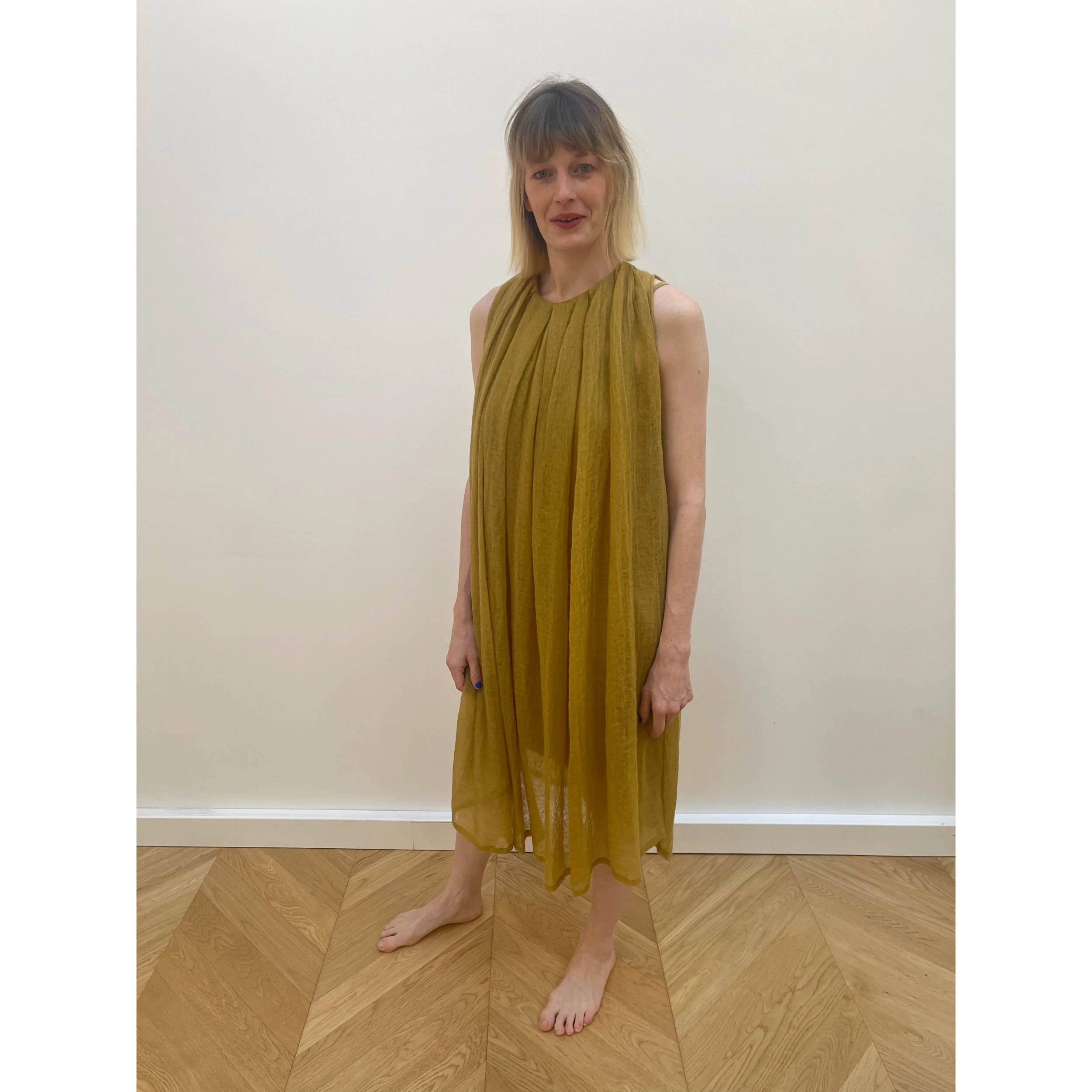 Medium Drape Dress in Ochre (SS26)