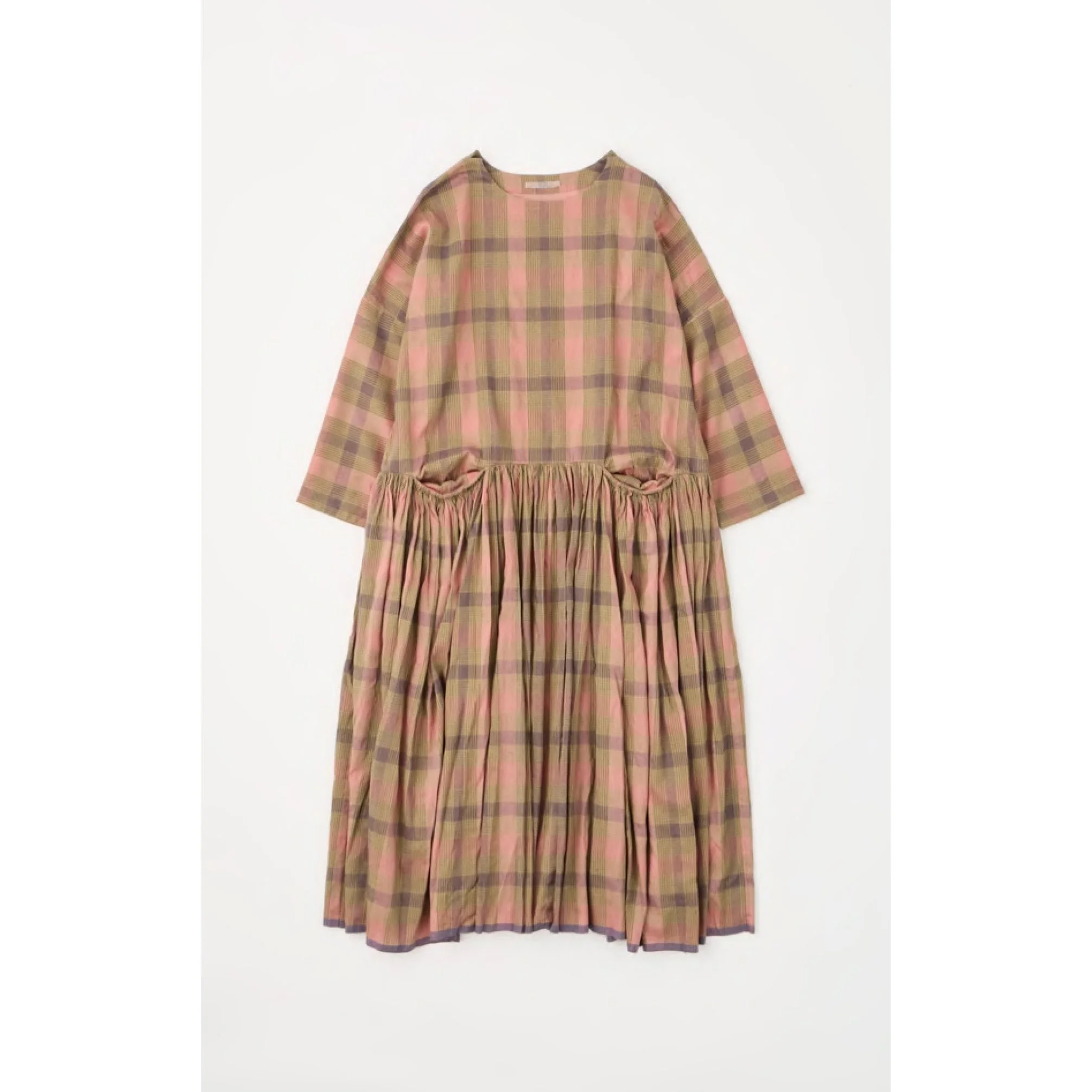 (Pre-Order) Front Pocket Gather Dress in Madras Glabee Check
