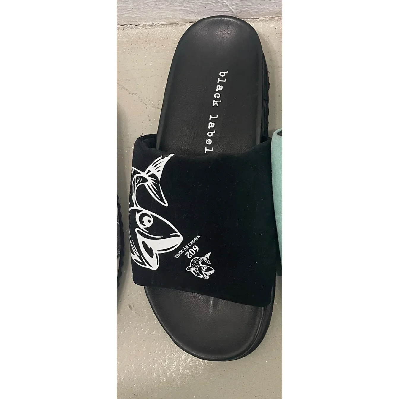 Fish Print Sandals in Black