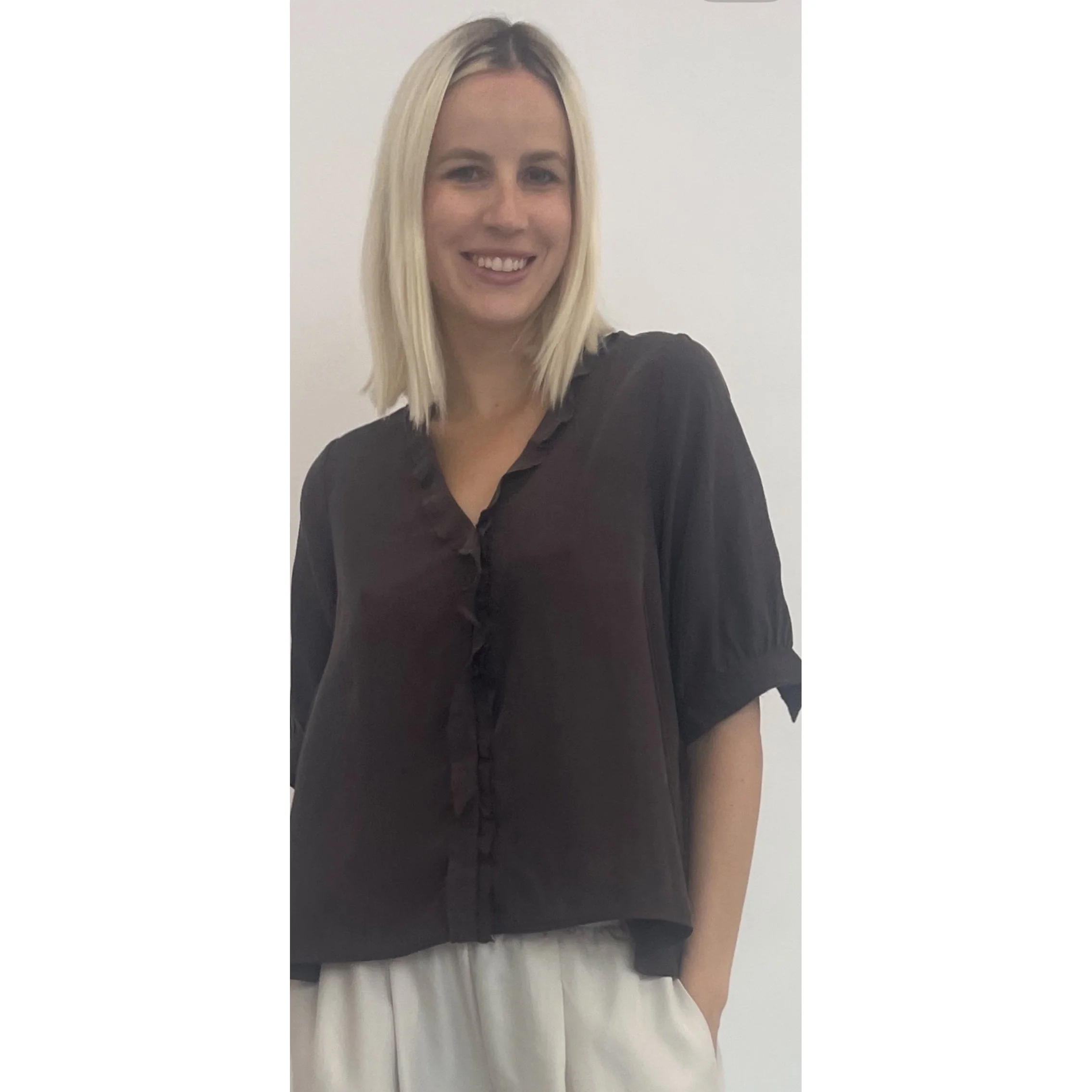 Silk Habotai Frill Blouse