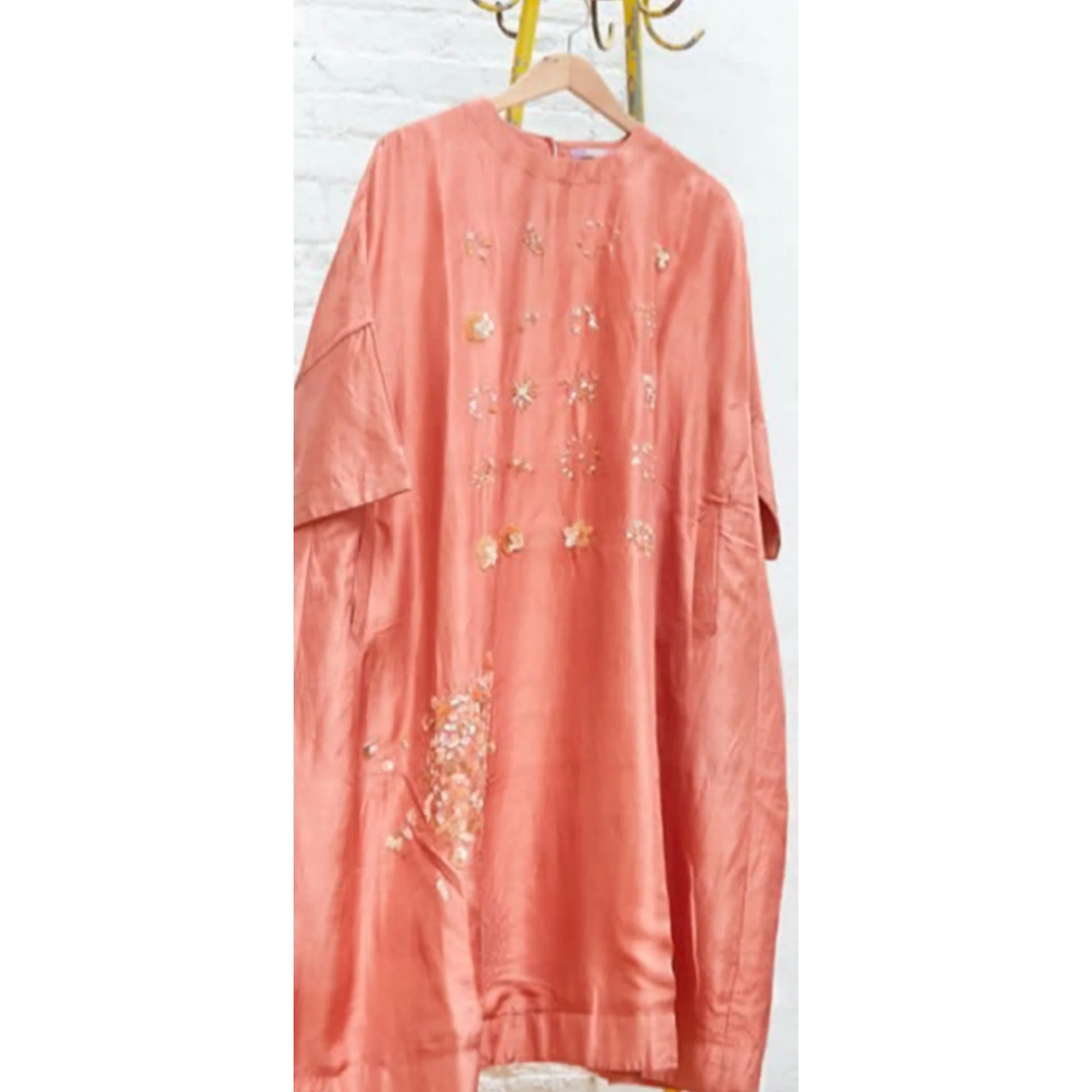 (Pre-Order) Embroidered and Beaded Kokemomo Pink Silk Dress