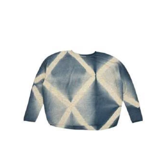 100% Cashmere Seamless Wide Pullover with Itajime Shibori "X"