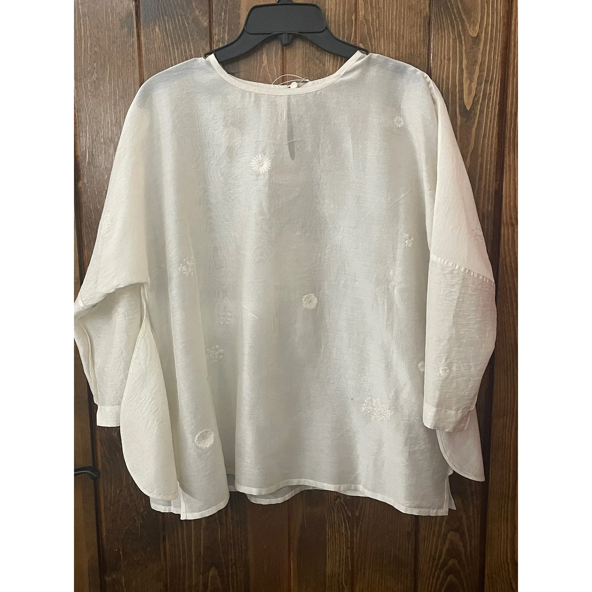 Embroidered Crew Neck Blouse