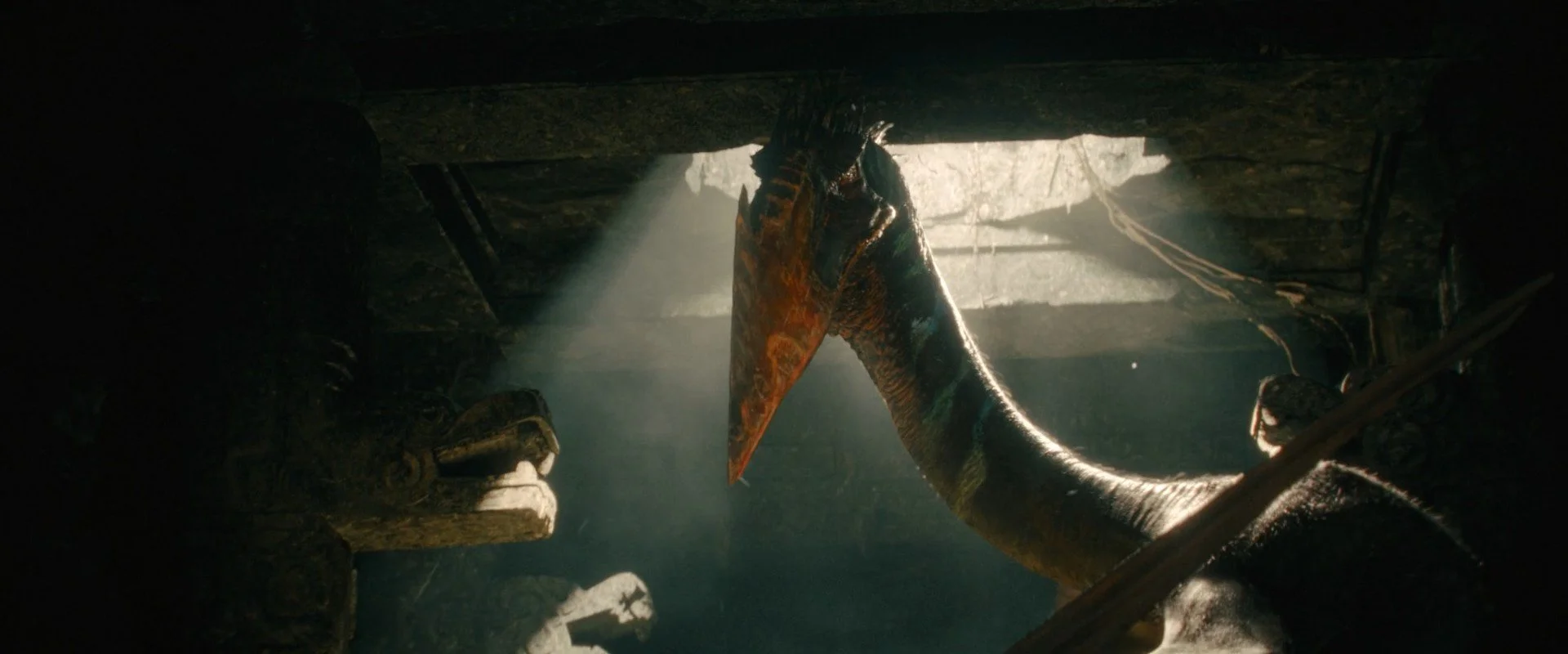 Full CG shot of the temple interior. They did build a stage for the interior of the temple, but this was a new shot that they wanted but didn't shoot. 