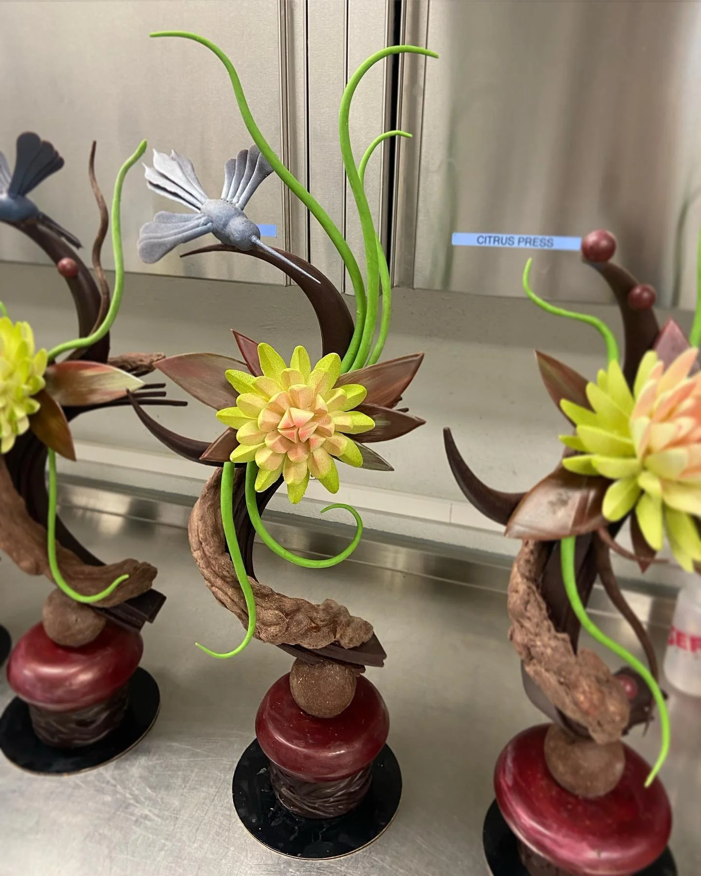 Thankful for chefs who help us create beautiful chocolate showpieces! 

This was certainly a challenge - and my hummingbird is certainly challenged 😂 Gasped and laughed a lot during the making 😅

#thepatesserie #caas #swisseducated