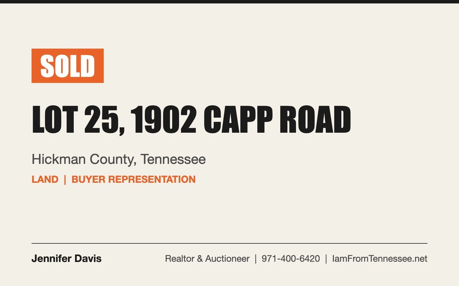 Lot 25 on Capp Road in Hickman County, Southwest of Nashville