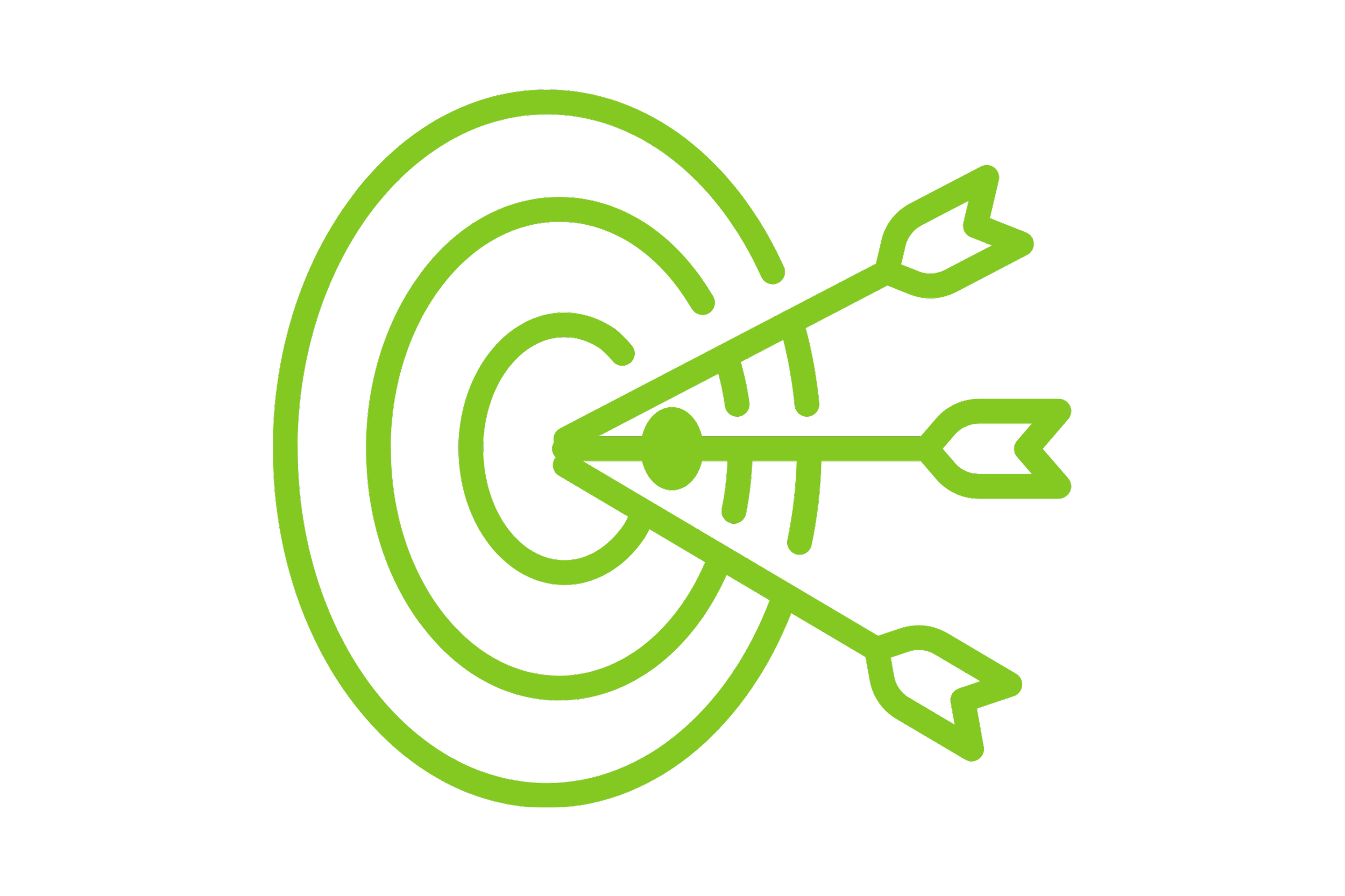 Green target with three arrows hitting the bullseye on a black background.
