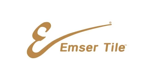 Emser Tile logo with stylized 'E' and the words 'Emser Tile' beside a curved line.