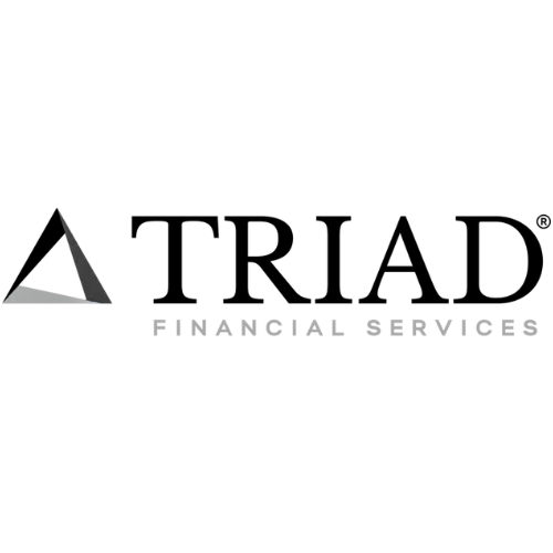 Logo featuring a stylized black and gray triangle and text reading 'Triad Financial Services".