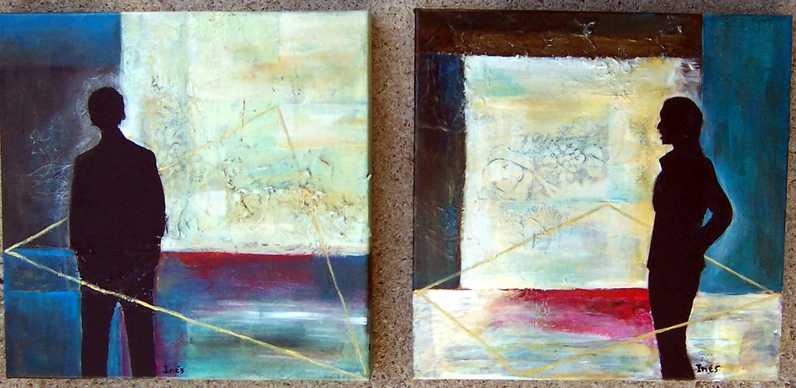 The Encounter, dyptic, 12x12 each, acrylic.JPG