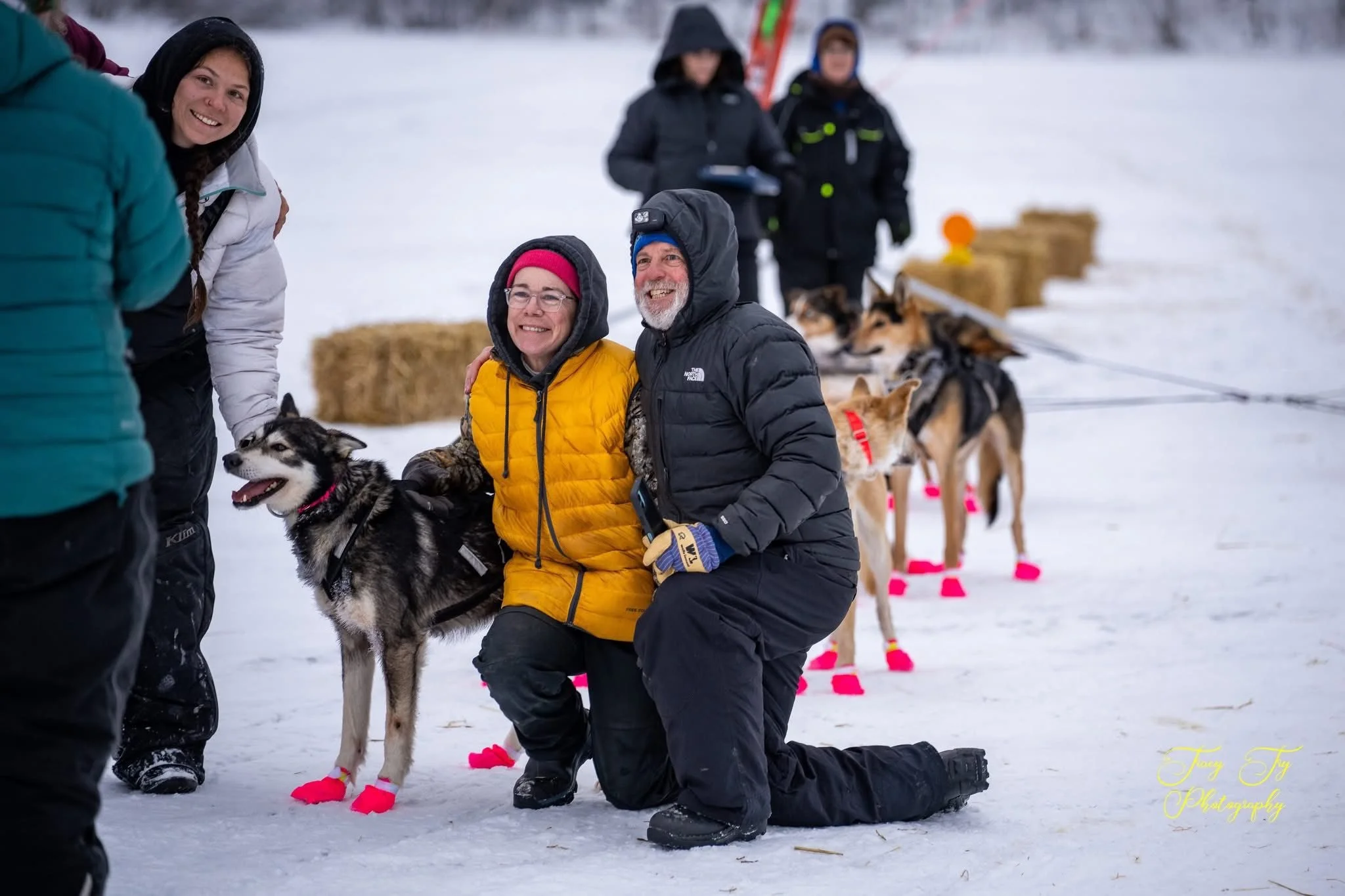 Handlers; my dad and Jenny at the finish of the Knik 200. 