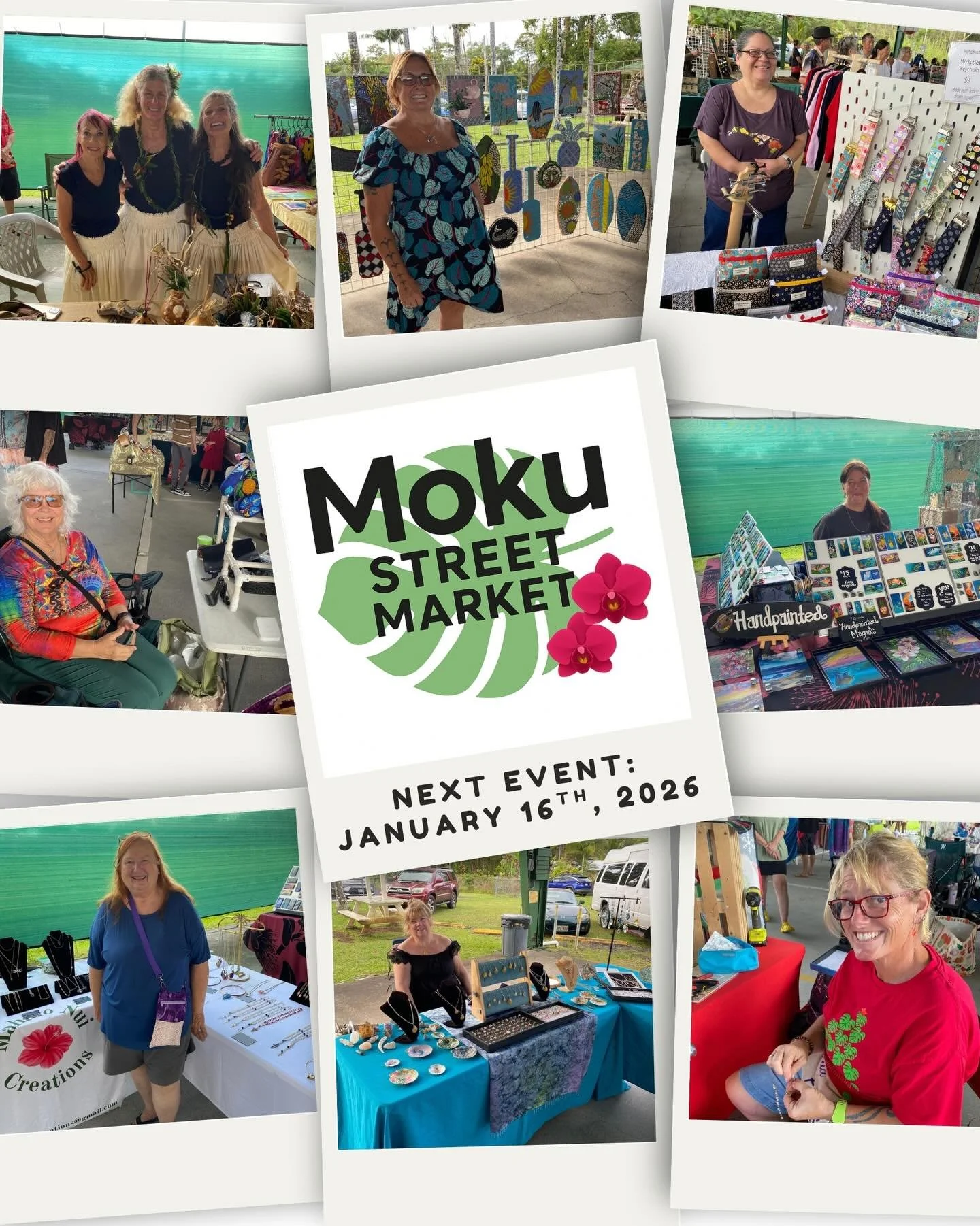 Mark your calendars, Pahoa&rsquo;s newest night market is back in Leilani Estates on January 16th! 🙌🏽🤙🏽 We&rsquo;ll be under the pavilion with live music and local vendors from 3pm - 8pm. 🎶
We will be offering a free print-making craft during th