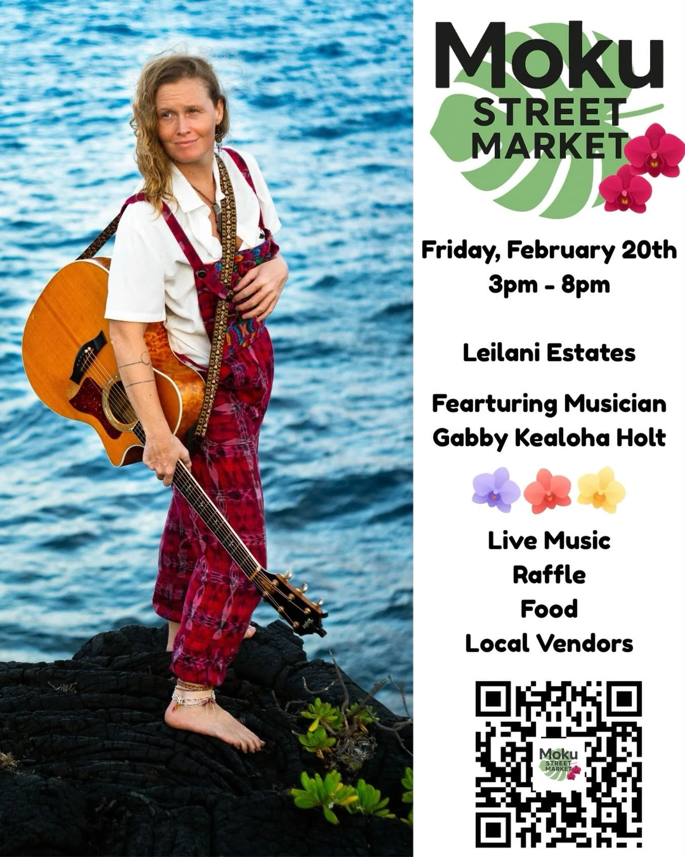We&rsquo;re super excited to have featured musician Gabby Kealoha Holt providing the entertainment for next month&rsquo;s Moku Street Market! 🎶🤙🏽🌴
Gabby Kealoha Holt is a Hawaiian musician whose unique sound blends indie and soul with deeply pers
