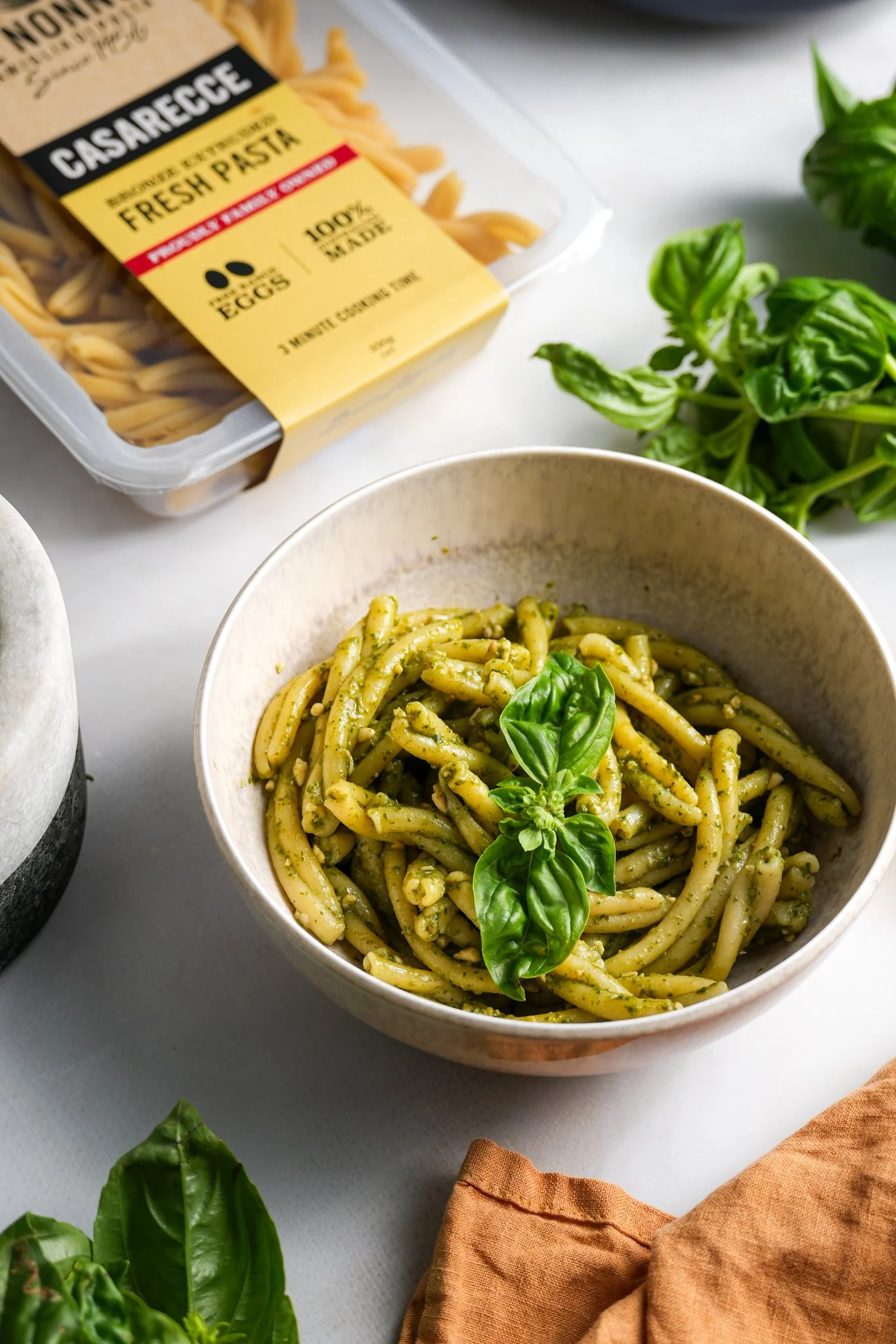 CASARECCE WITH BASIL PESTO