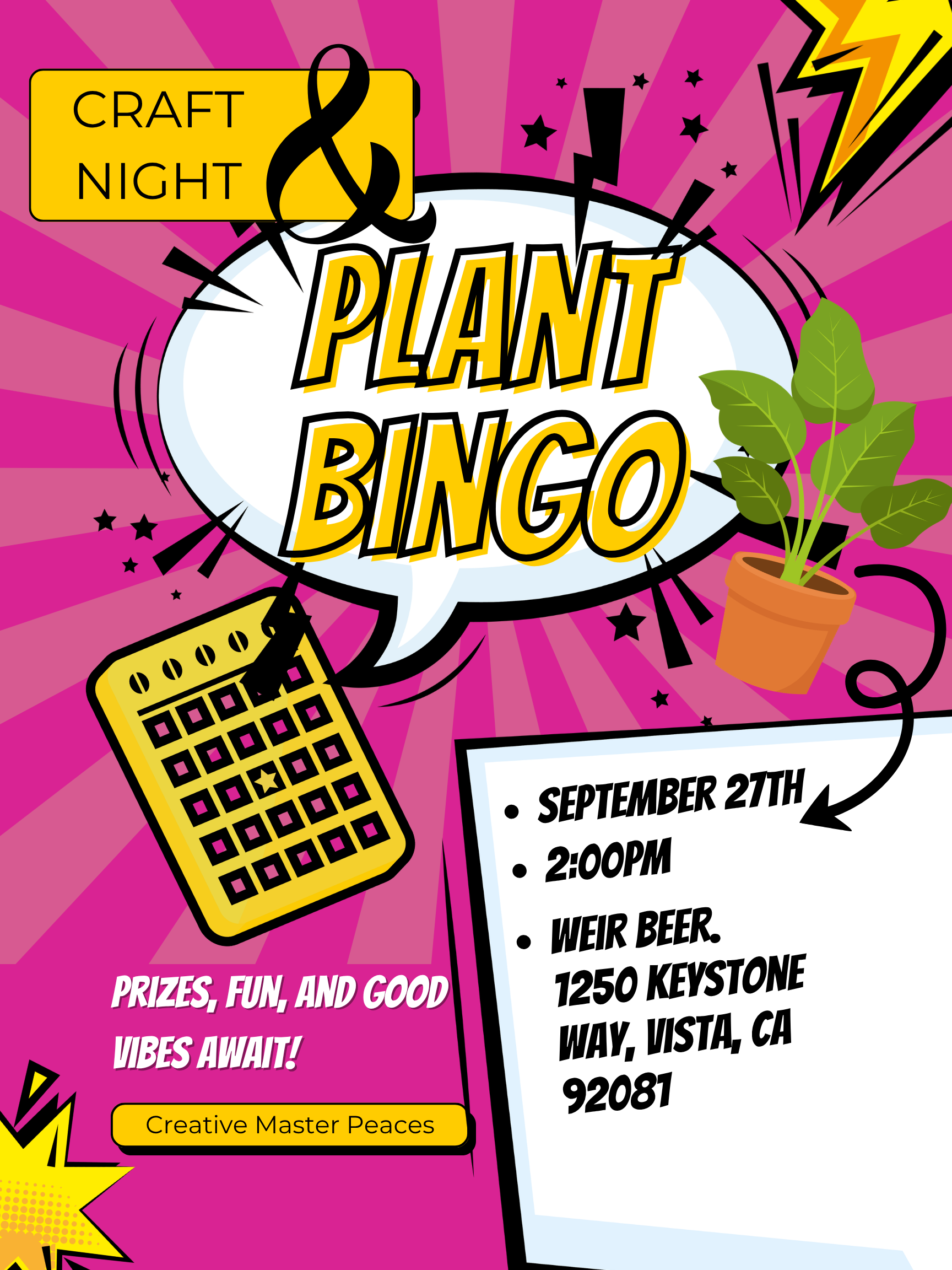 Craft night and plant bingo vista weir beer.png