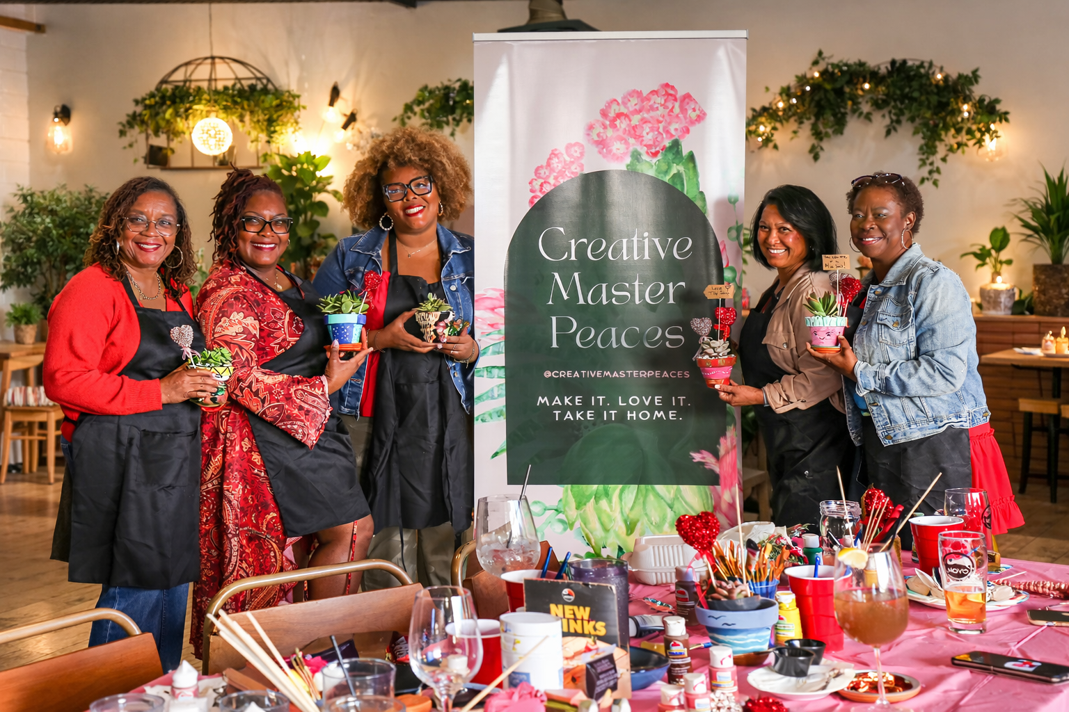 group of women at painting and planting event in san diego