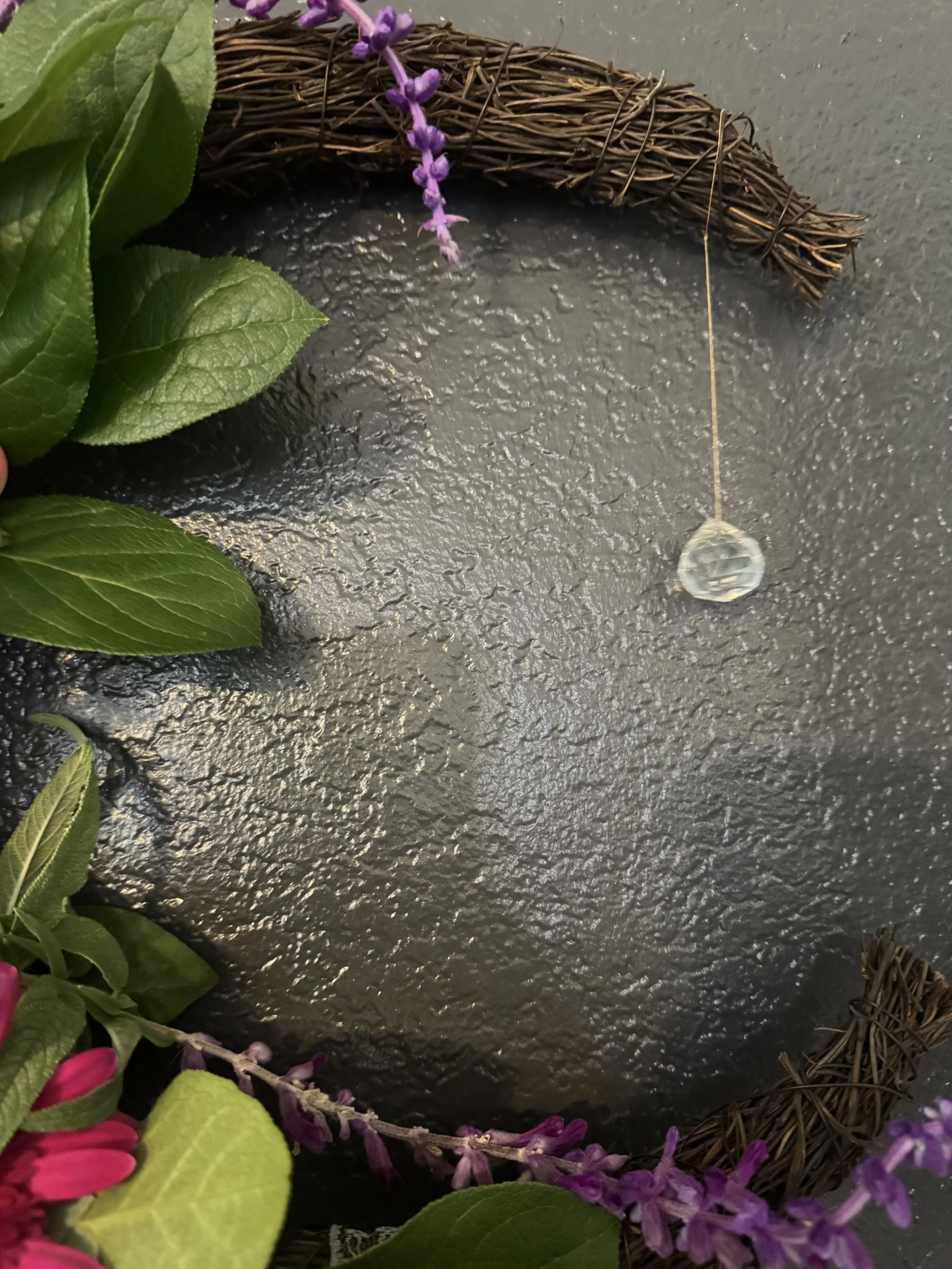 yule moon with hanhing crystal