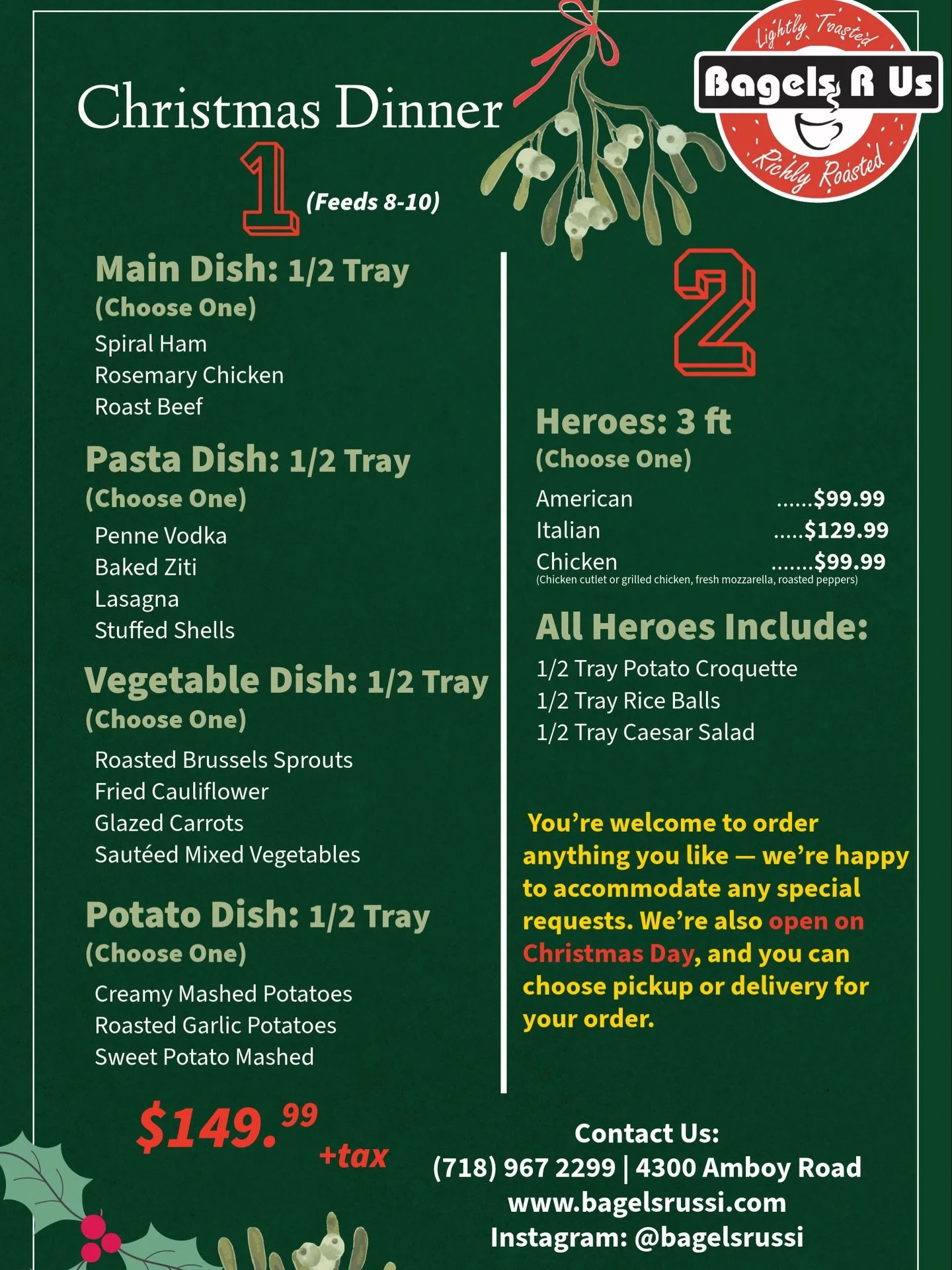 ✨Our Christmas packages are here and they aren&rsquo;t limited to just these. You can order anything you like for Christmas Eve and Christmas Day.🎄