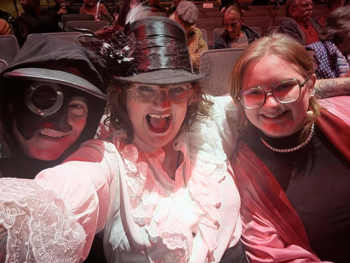 Took Cate to her first viewing of Rocky Horror Picture Show. @vashonrepertorytheatre knows how to have a good time!