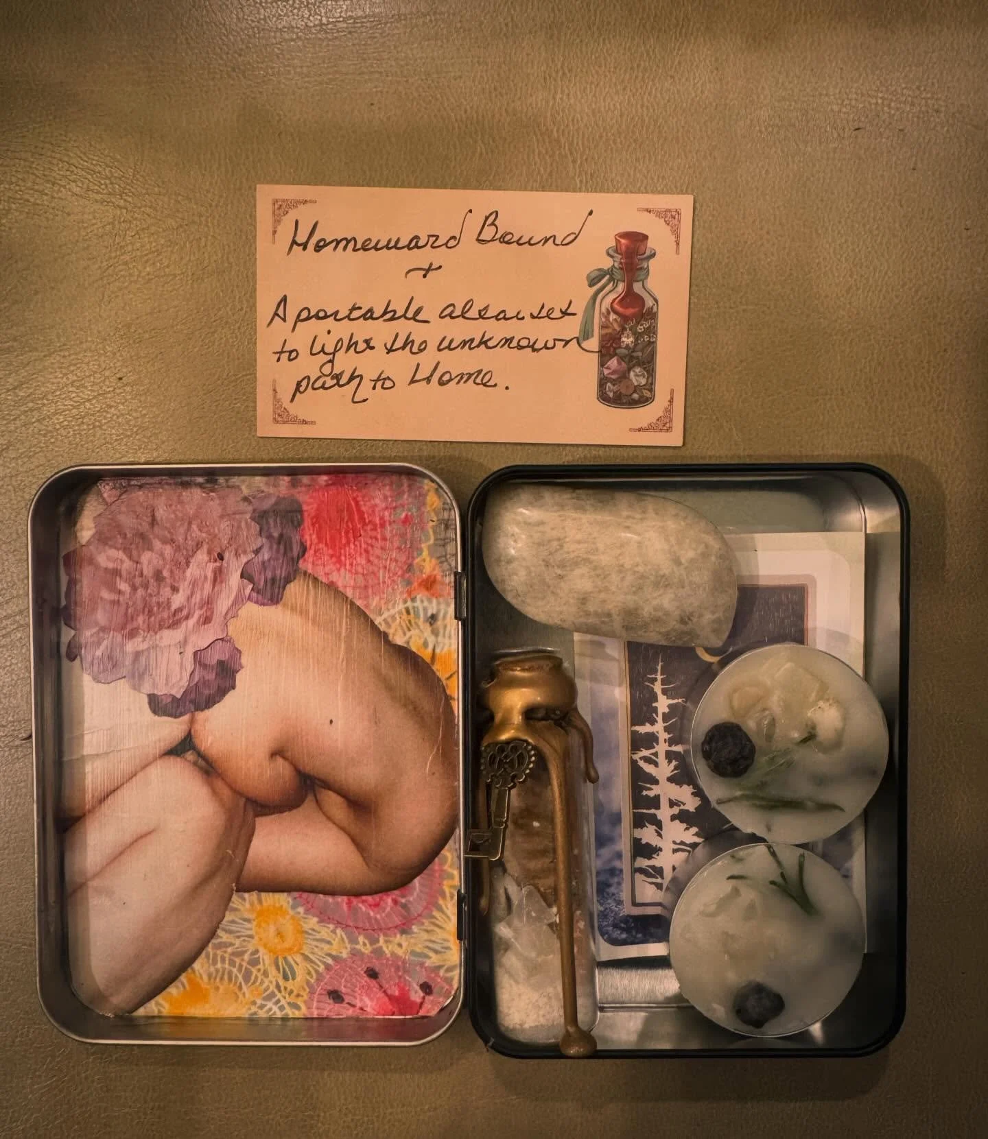 I enjoyed moving around the studio today putting together a custom order for a travel altar. 💫 Creating gifts to meet a specific part of someone&rsquo;s journey is so counter to general consumption. I truly appreciate the opportunity! 

*** 

This F