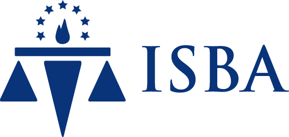 Logo of ISBA with a scale of justice, a torch, and a circle of stars.