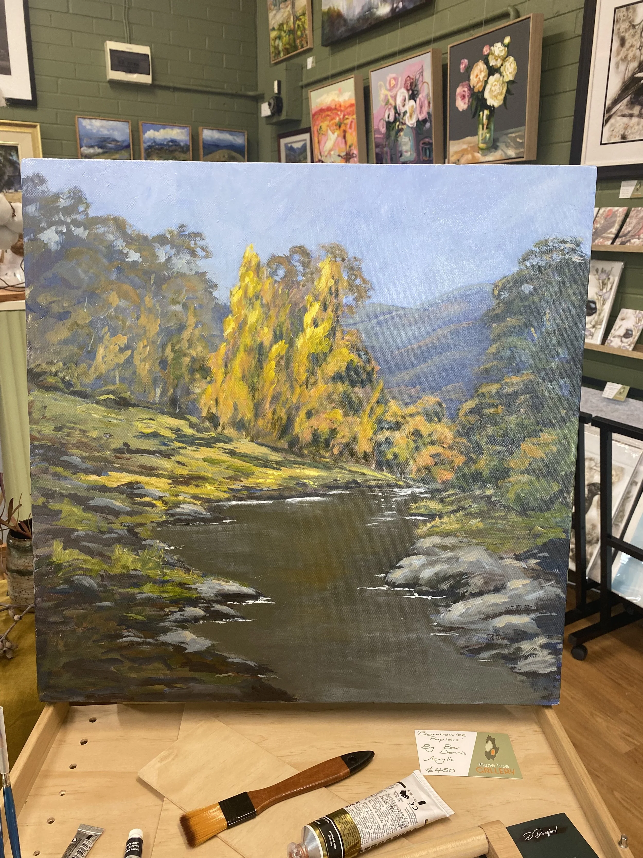 Artwork of poplar trees along the Tumut River