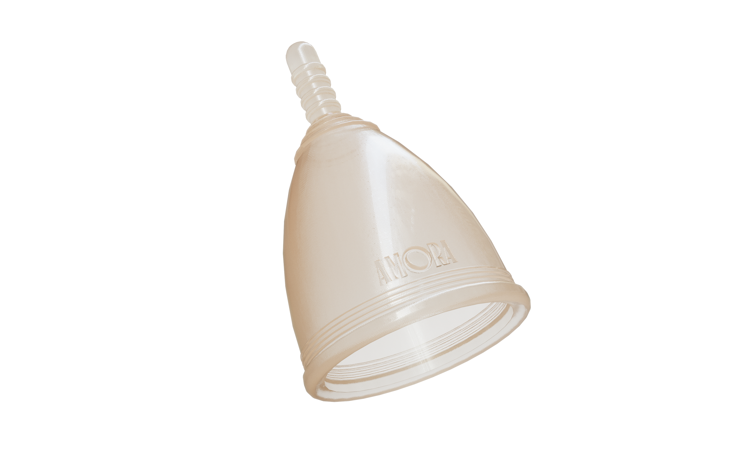 Amora menstrual cup shown on a transparent background