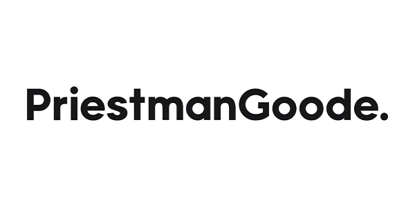 PriestmanGoode logo in black on a white background.