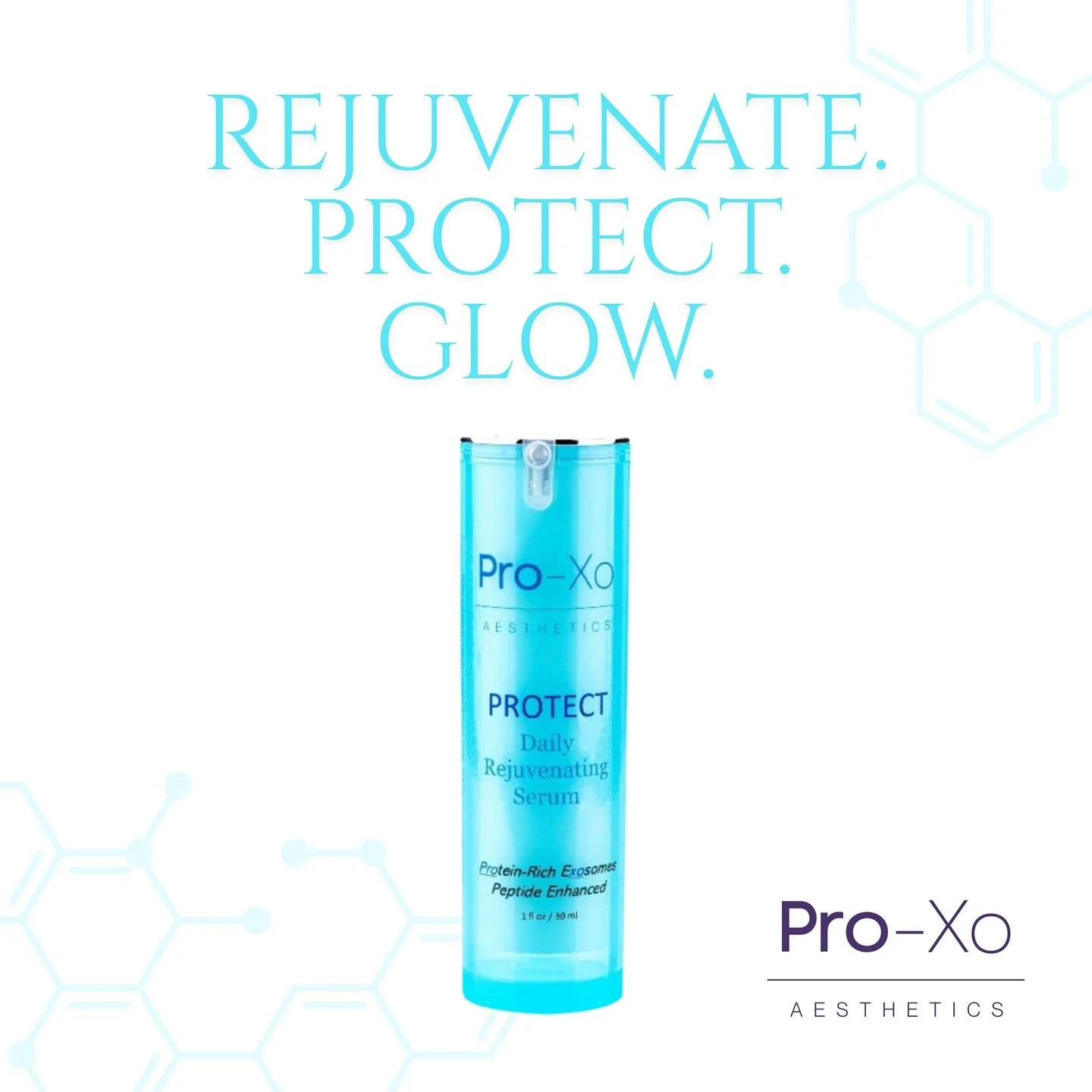 Our Pro-Xo Protect Daily Rejuvenating Serum combines exosome technology with targeted peptides to hydrate, protect, and visibly renew skin.

✨ Key Benefits:
&bull; Boosts hydration &amp; barrier function
&bull; Supports skin repair &amp; regeneration
