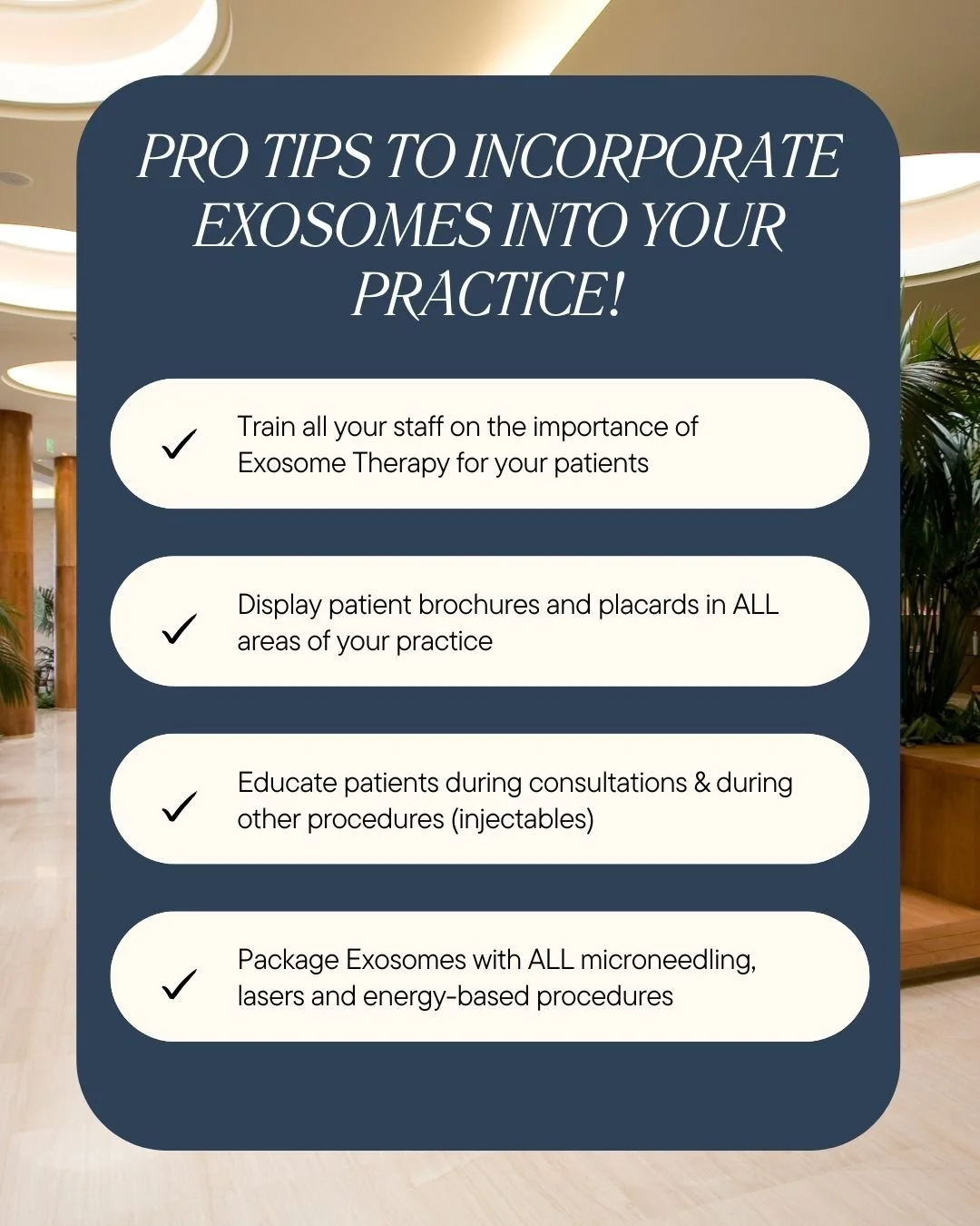 Ready to elevate your results? 💉✨
Here are a few pro tips for incorporating exosomes into your aesthetic treatments for better healing, reduced inflammation, and glowing results.

Not sure where to start? We&rsquo;ve got you.
Tap the link in our bio