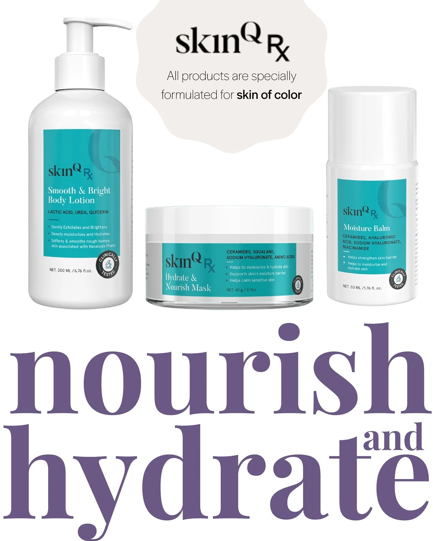 Glow begins with care. SkinQ Rx is specially formulated for skin of color, with these products designed to nourish, hydrate, and moisturize&mdash;leaving your skin radiant and healthy. 🌊🧴

Available exclusively through PRO-XO Aesthetics.

#SkinQRx 